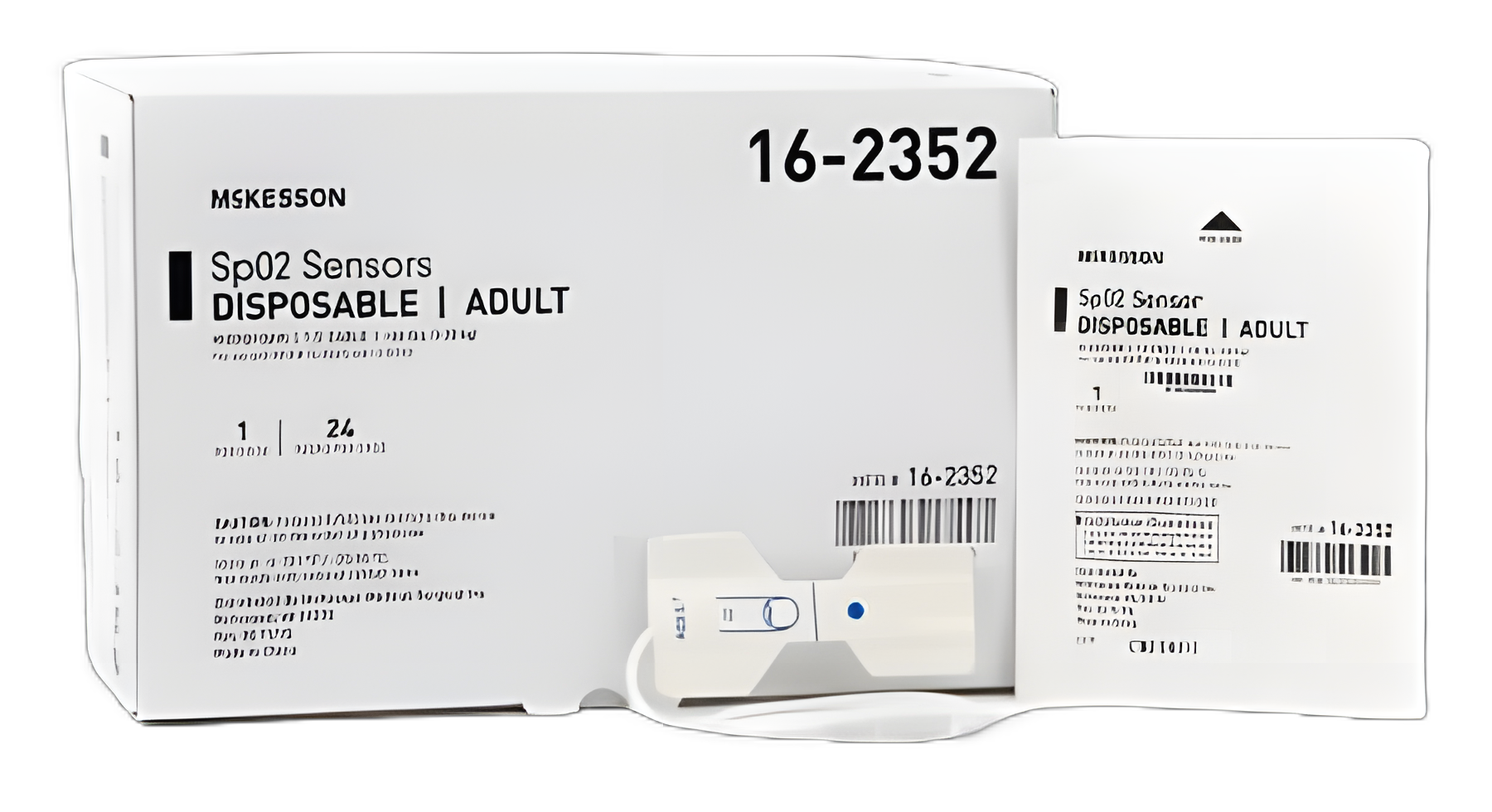 McKesson Adult Disposable SpO2 Sensor with 1.5' Cable for Single Patient Use