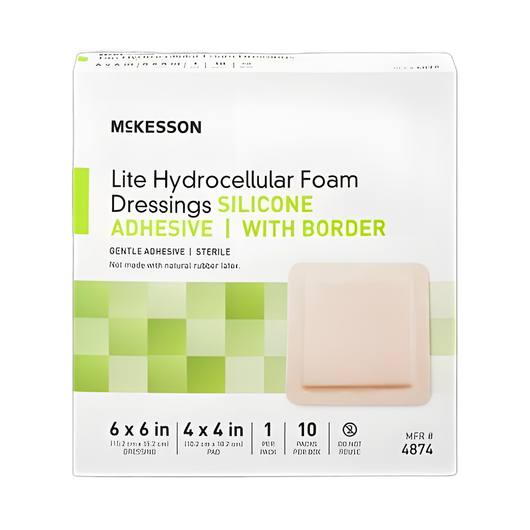 Thin Foam Dressing McKesson Lite 6 X 6 Inch With Border Film Backing Silicone Gel Adhesive Square Sterile