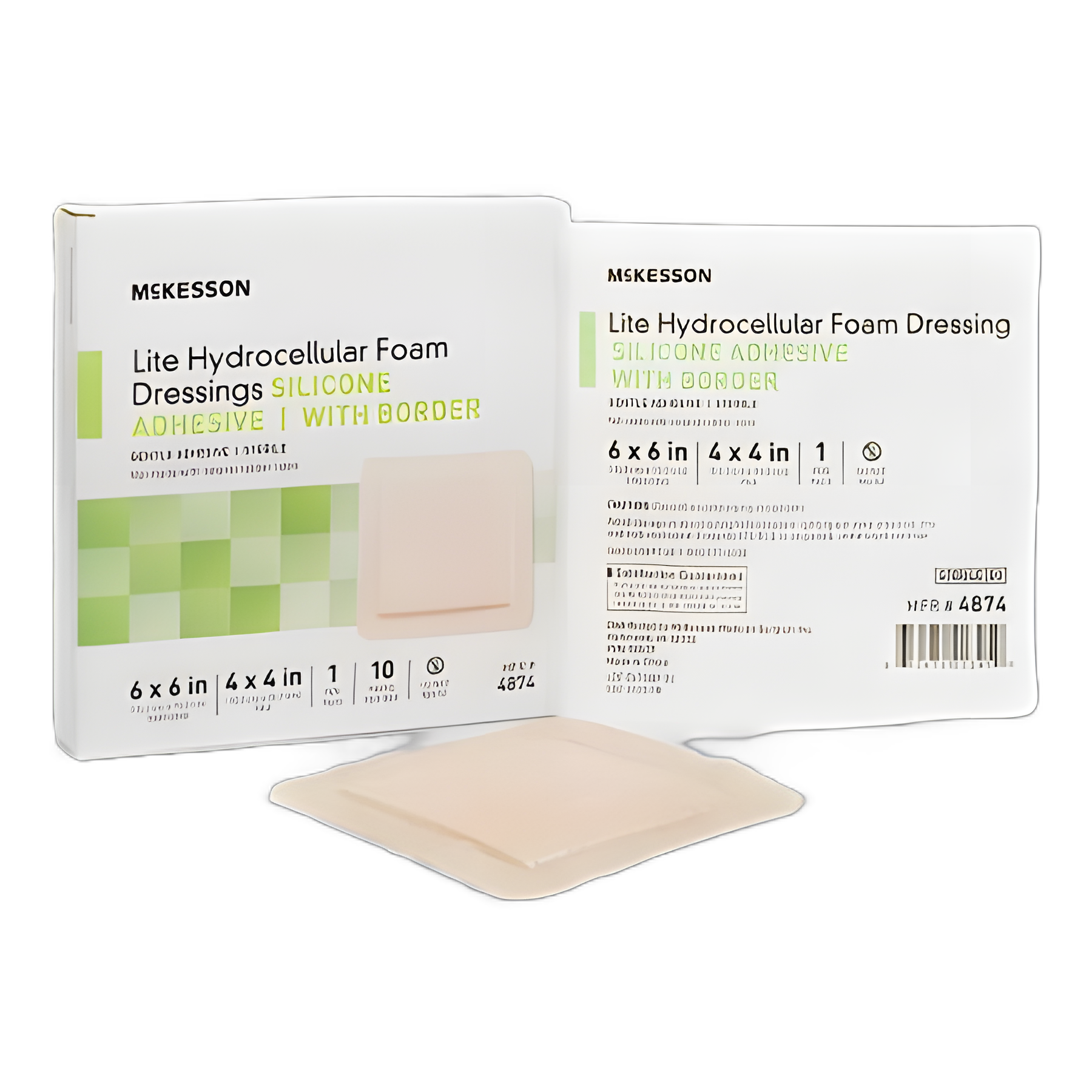 Thin Foam Dressing McKesson Lite 6 X 6 Inch With Border Film Backing Silicone Gel Adhesive Square Sterile