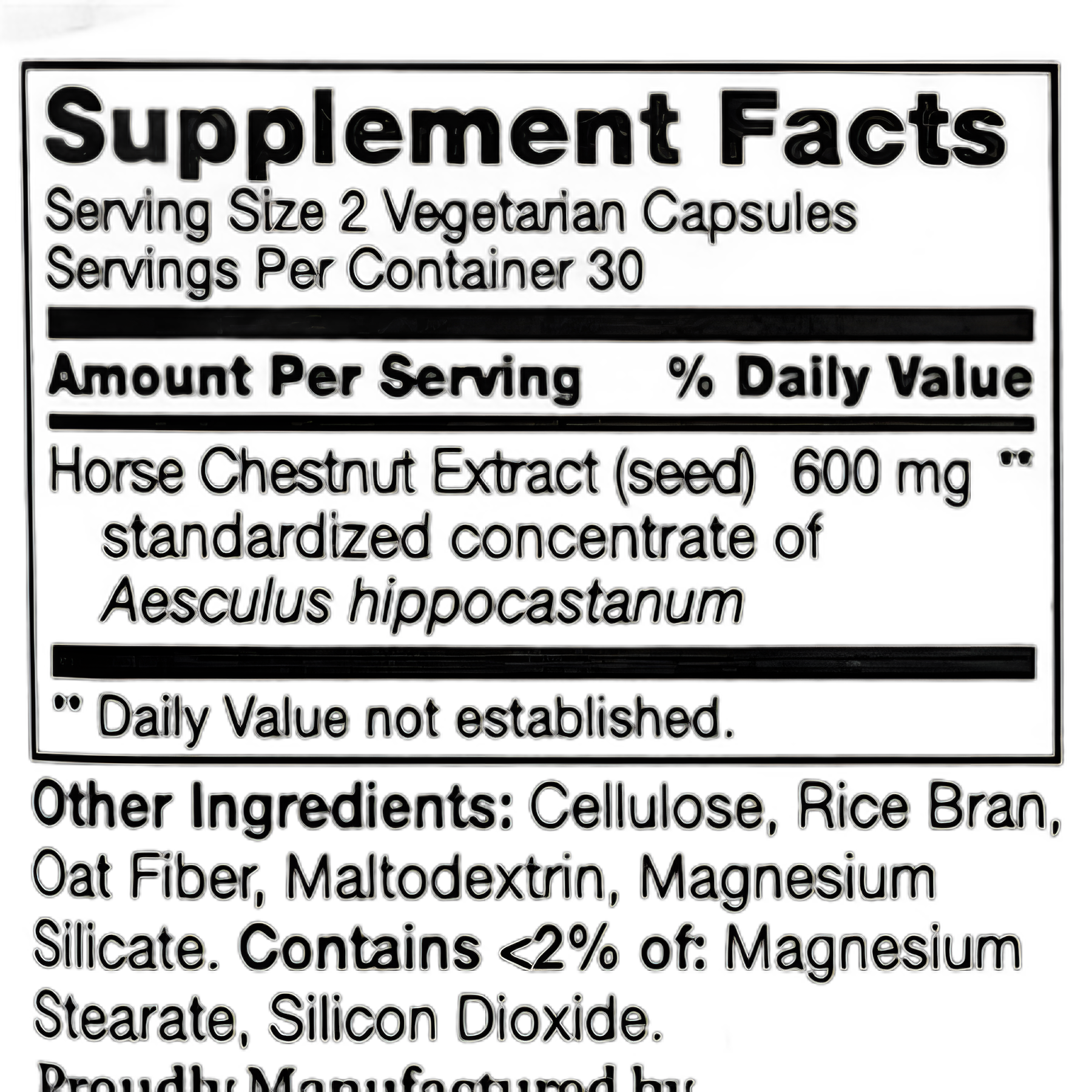 Herbal Supplement 21st Century® Horse Chestnut Seed Extract 600 mg Strength Capsule 60 per Bottle