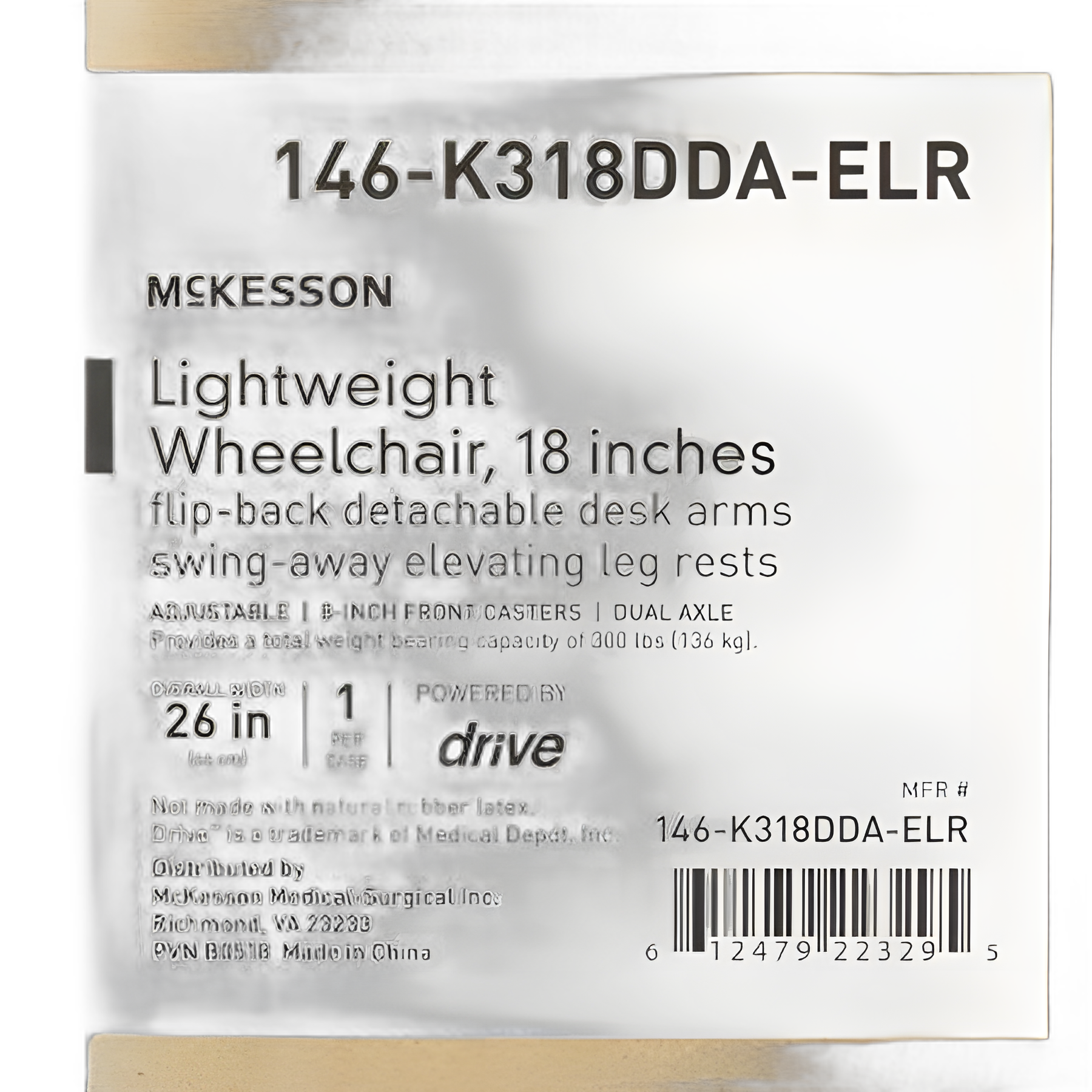 McKesson 18-Inch Lightweight Wheelchair - 300 lbs Capacity