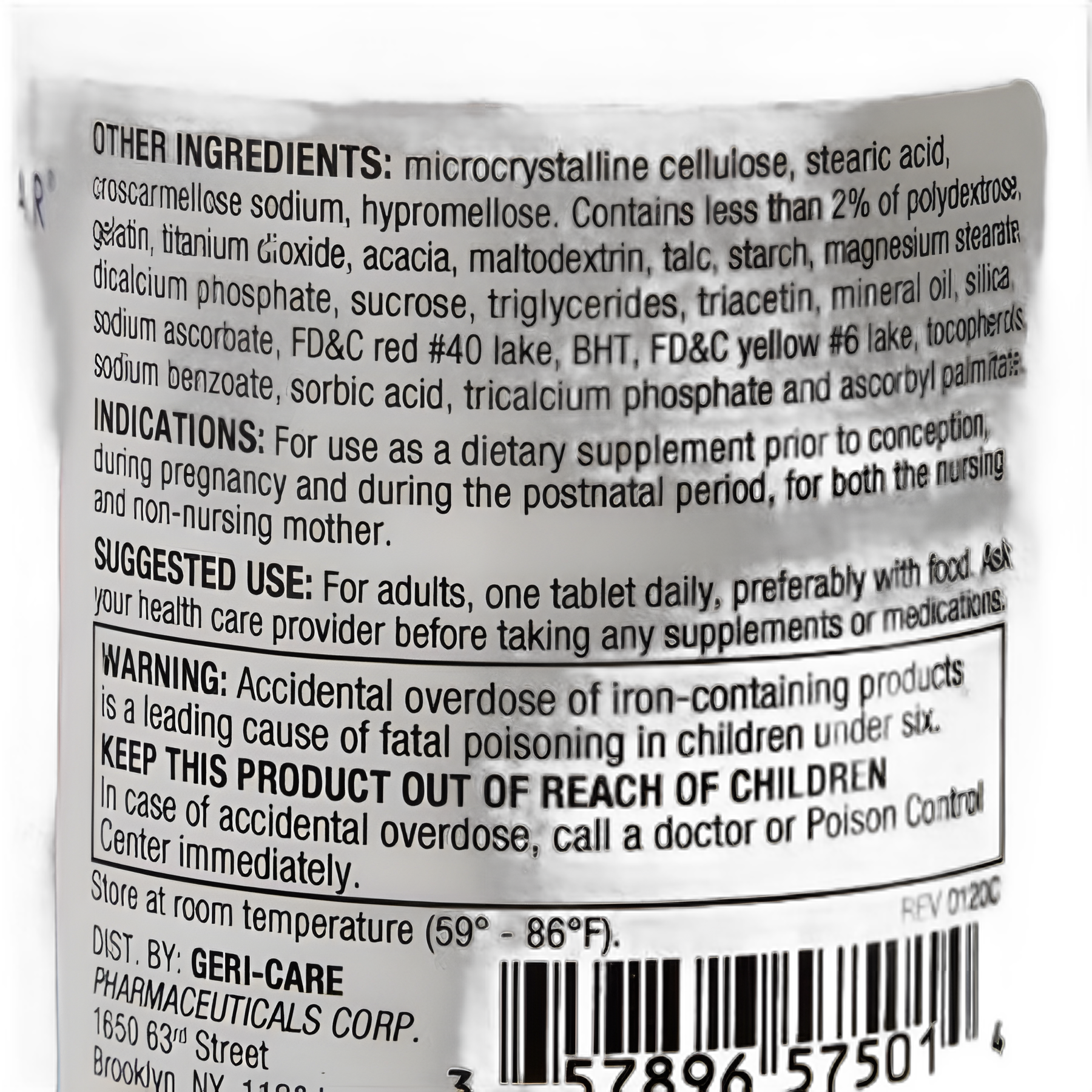 Prenatal Vitamin Supplement HealthStar Tablet 100 per Bottle