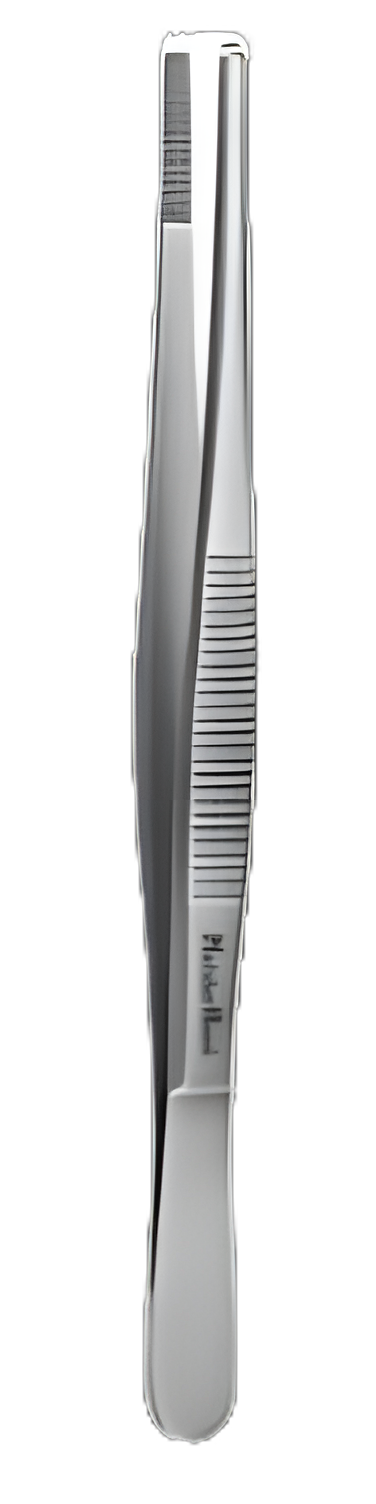 Dressing Forceps MeisterHand® 4-1/2 Inch Length Surgical Grade German Stainless Steel NonSterile NonLocking Thumb Handle Straight Serrated Tips