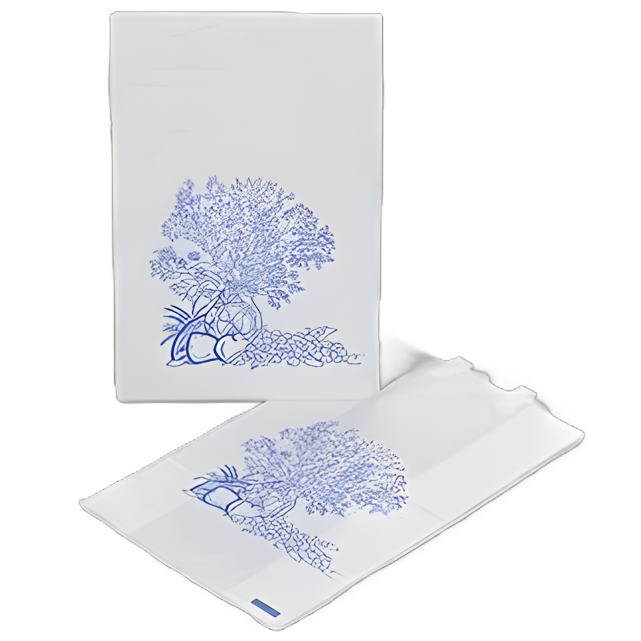 Bedside Bag 3-1/2 X 7 X 11-1/2 Inch White / Blue Floral Print Plastic