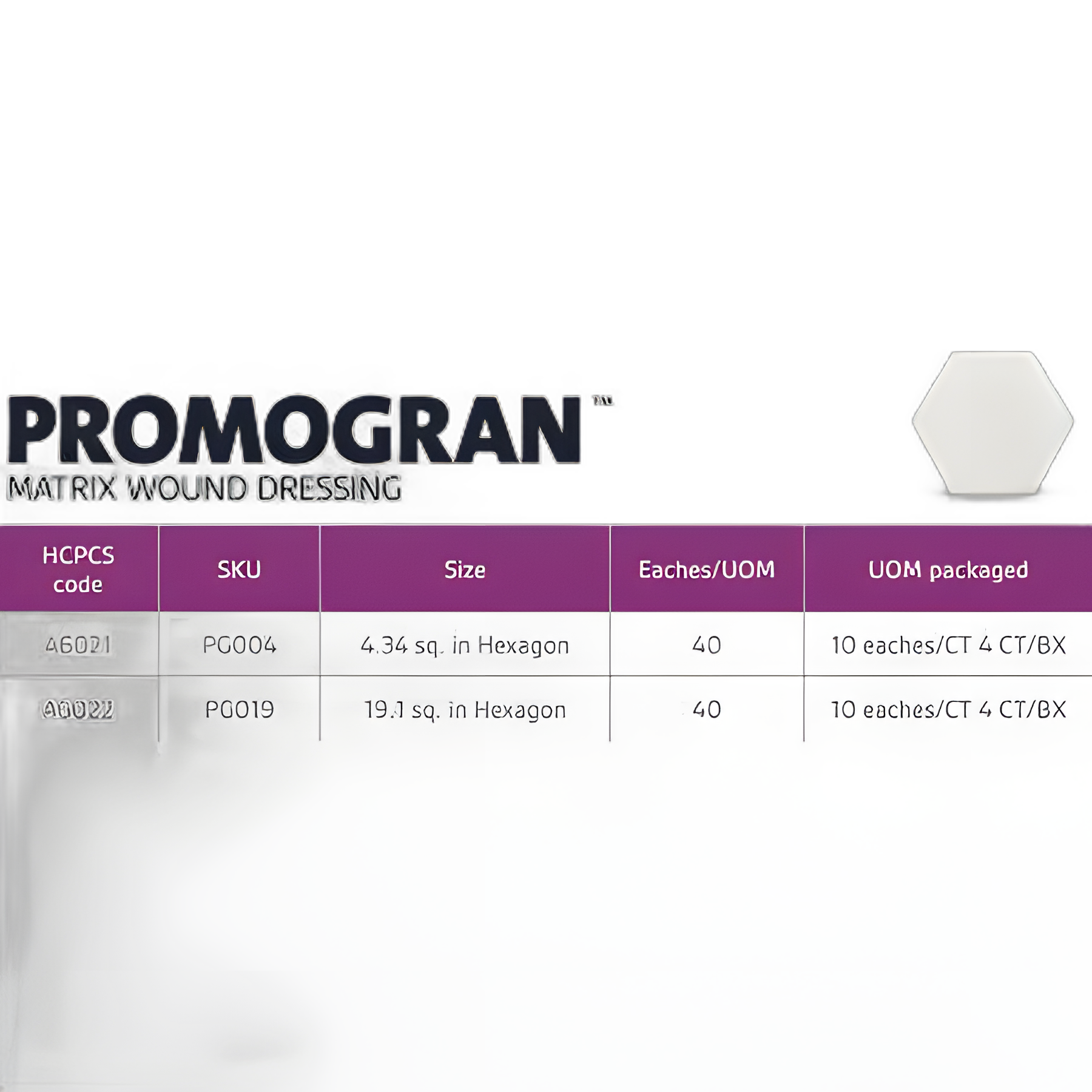 Collagen Dressing 3M™ Promogran™ Matrix 19 Square Inch Hexagon Sterile