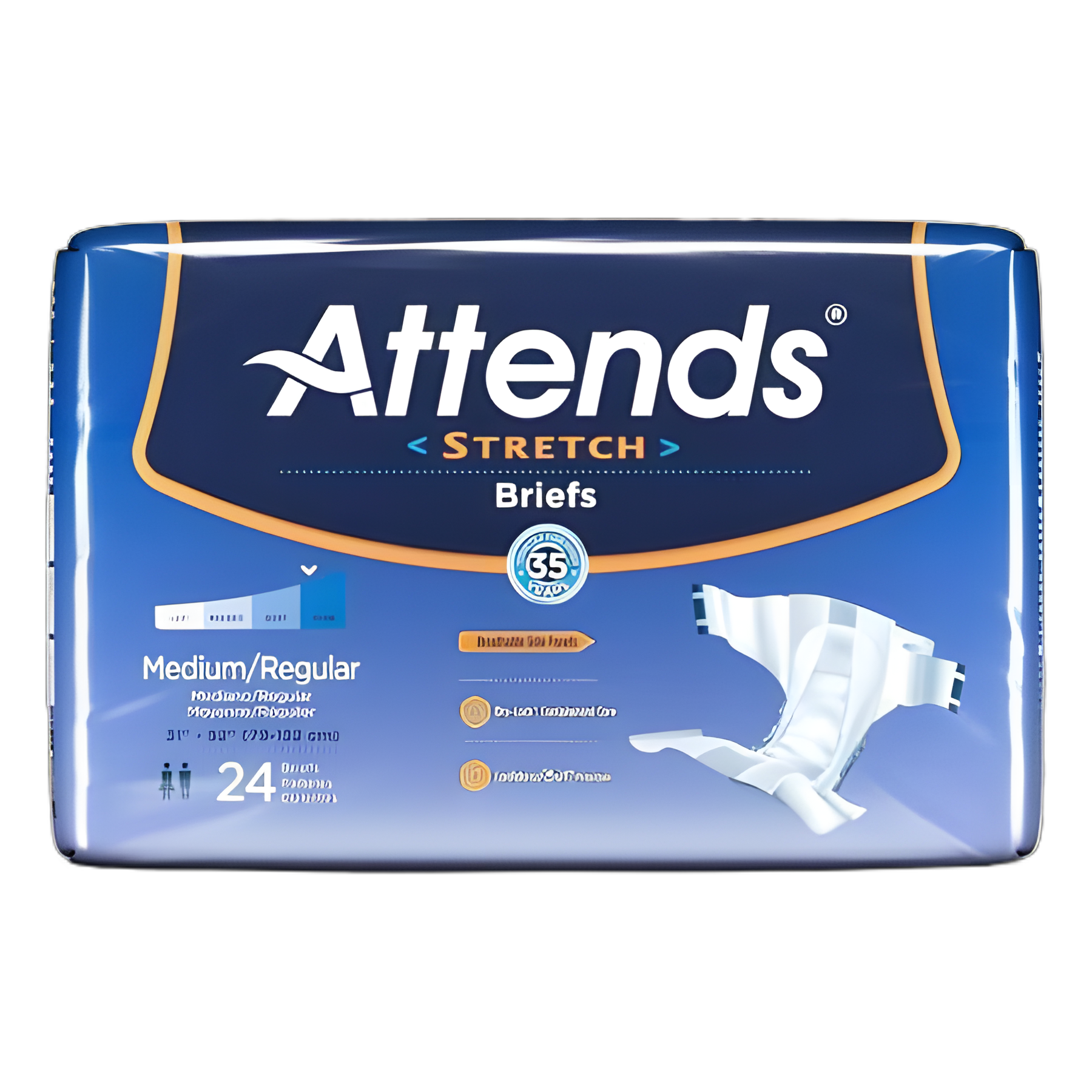 Unisex Adult Incontinence Brief Attends® Stretch Medium / Regular Disposable Heavy Absorbency