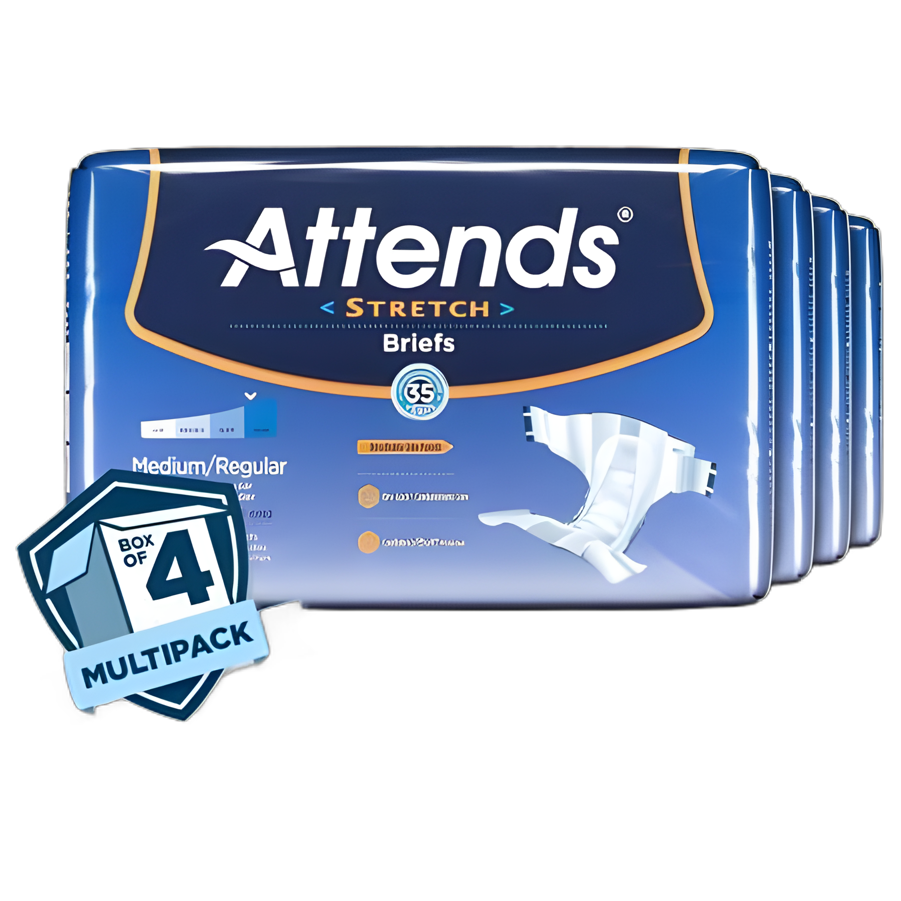 Unisex Adult Incontinence Brief Attends® Stretch Medium / Regular Disposable Heavy Absorbency