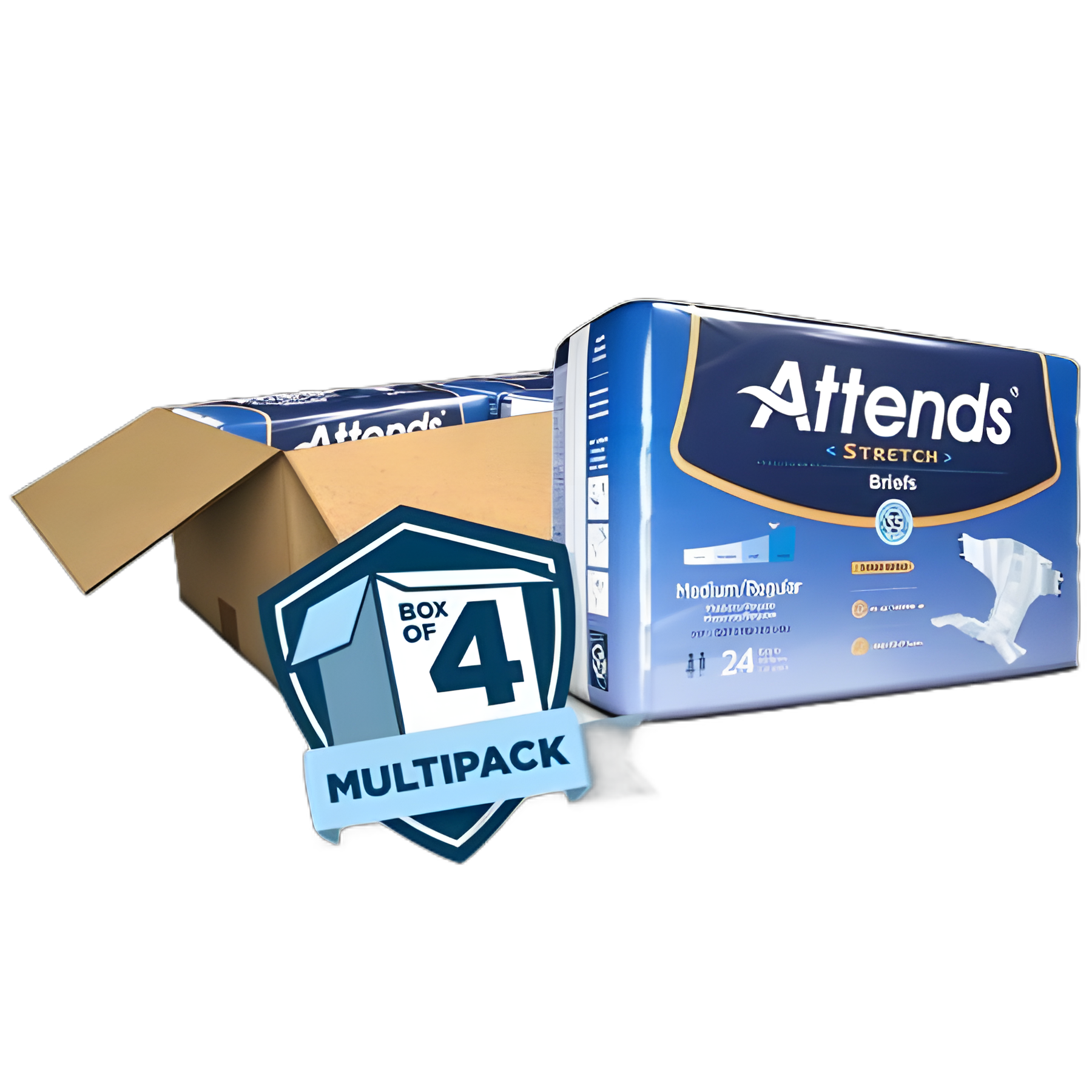 Unisex Adult Incontinence Brief Attends® Stretch Medium / Regular Disposable Heavy Absorbency