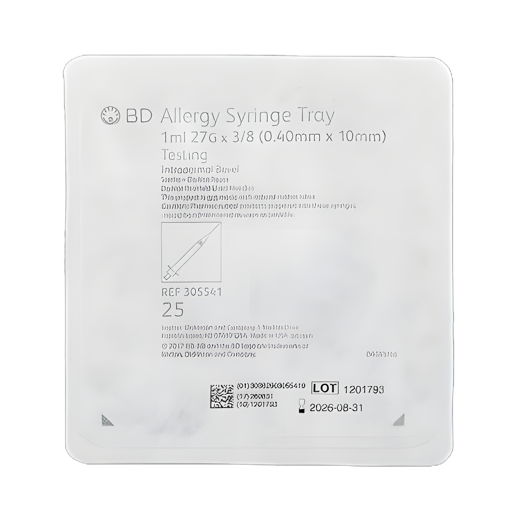 Allergy Tray PrecisionGlide™ 1 mL 3/8 Inch 27 Gauge NonSafety Thin Wall