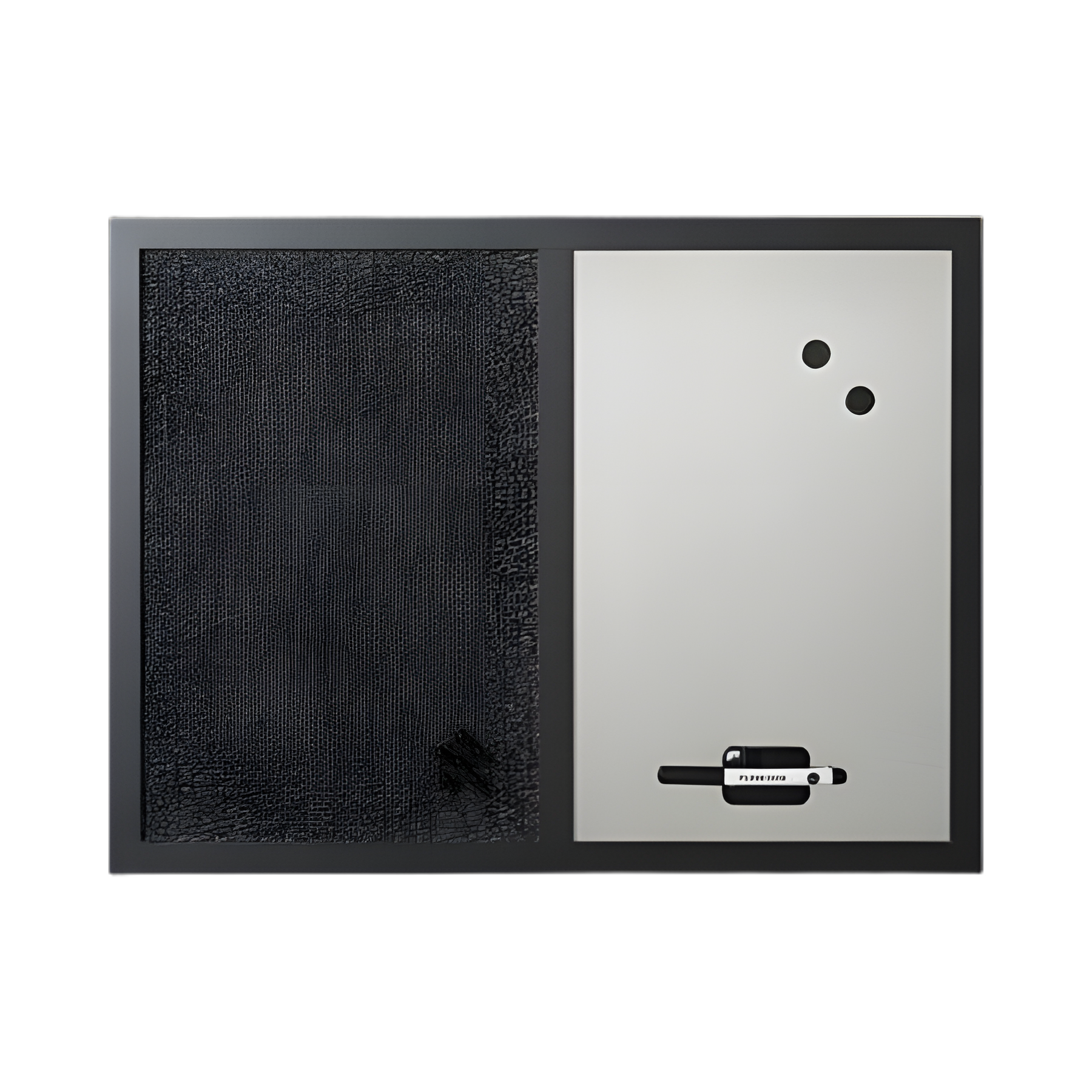 Designer Combo Fabric Bulletin/Dry Erase Board, 24 x 18, Charcoal/Gray Surface, Black MDF Wood Frame