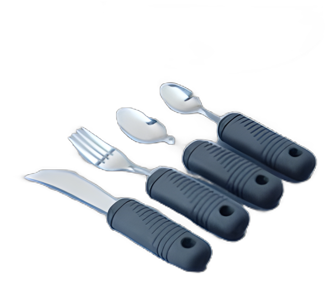 Teaspoon Sure Grip™ Right-Left Handed / Bendable Black Stainless Steel / Nylon-Coated