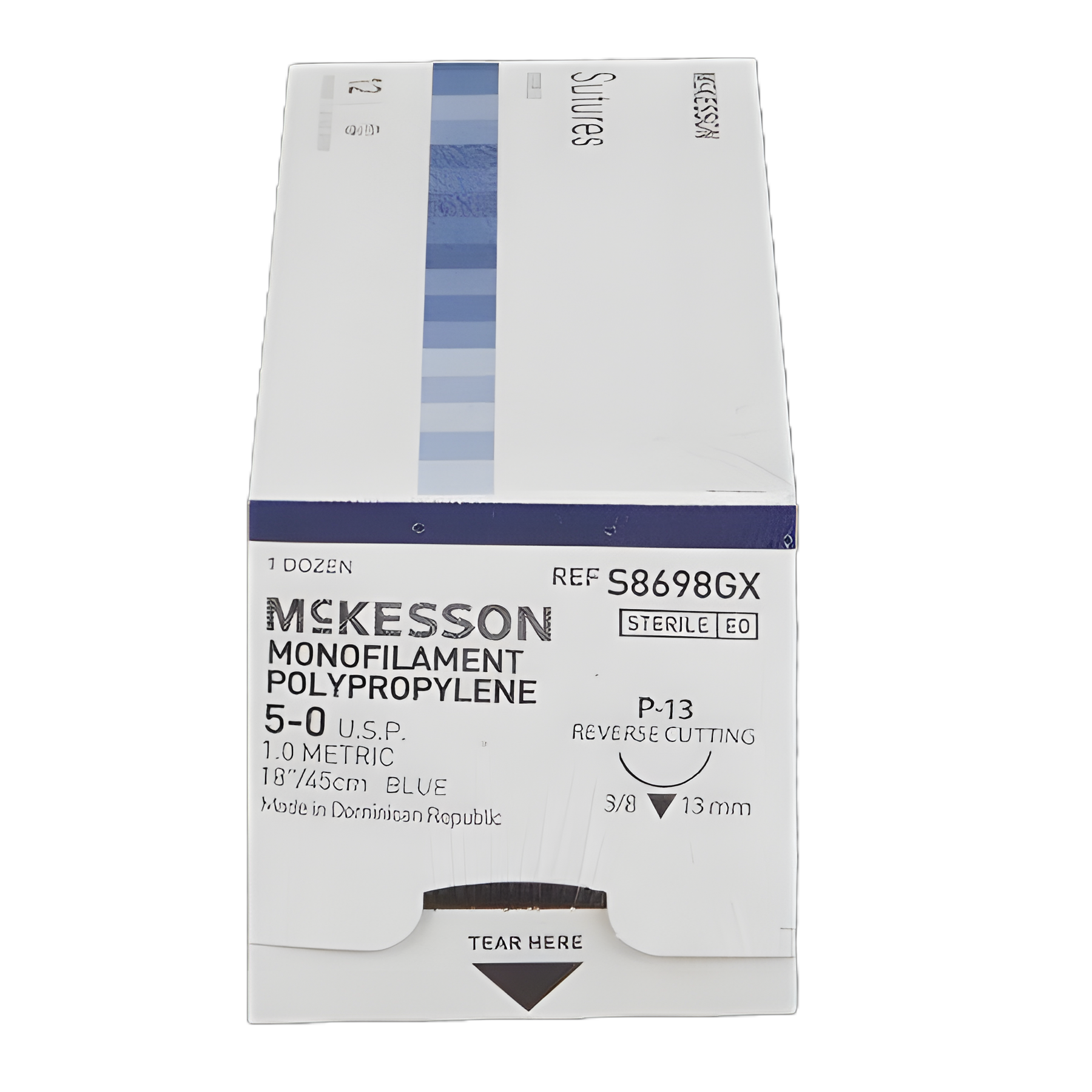 McKesson Polypropylene Suture 5-0 with Precision Needle