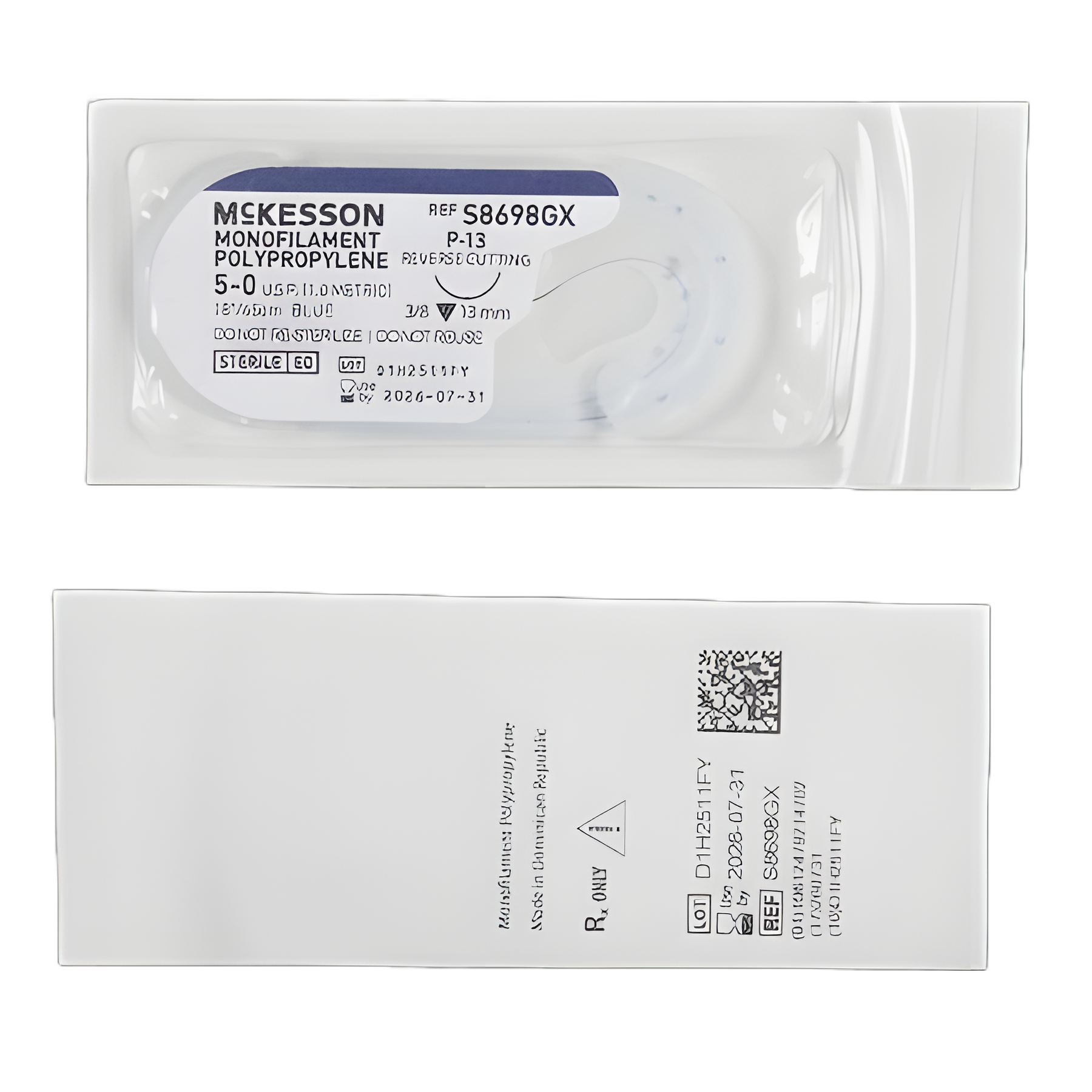 McKesson Polypropylene Suture 5-0 with Precision Needle