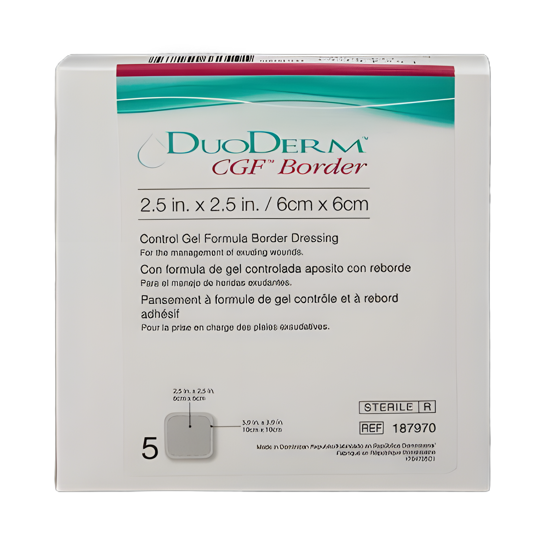 Hydrocolloid Dressing DuoDERM® CGF® Border 2-1/2 X 2-1/2 Inch Square With Border