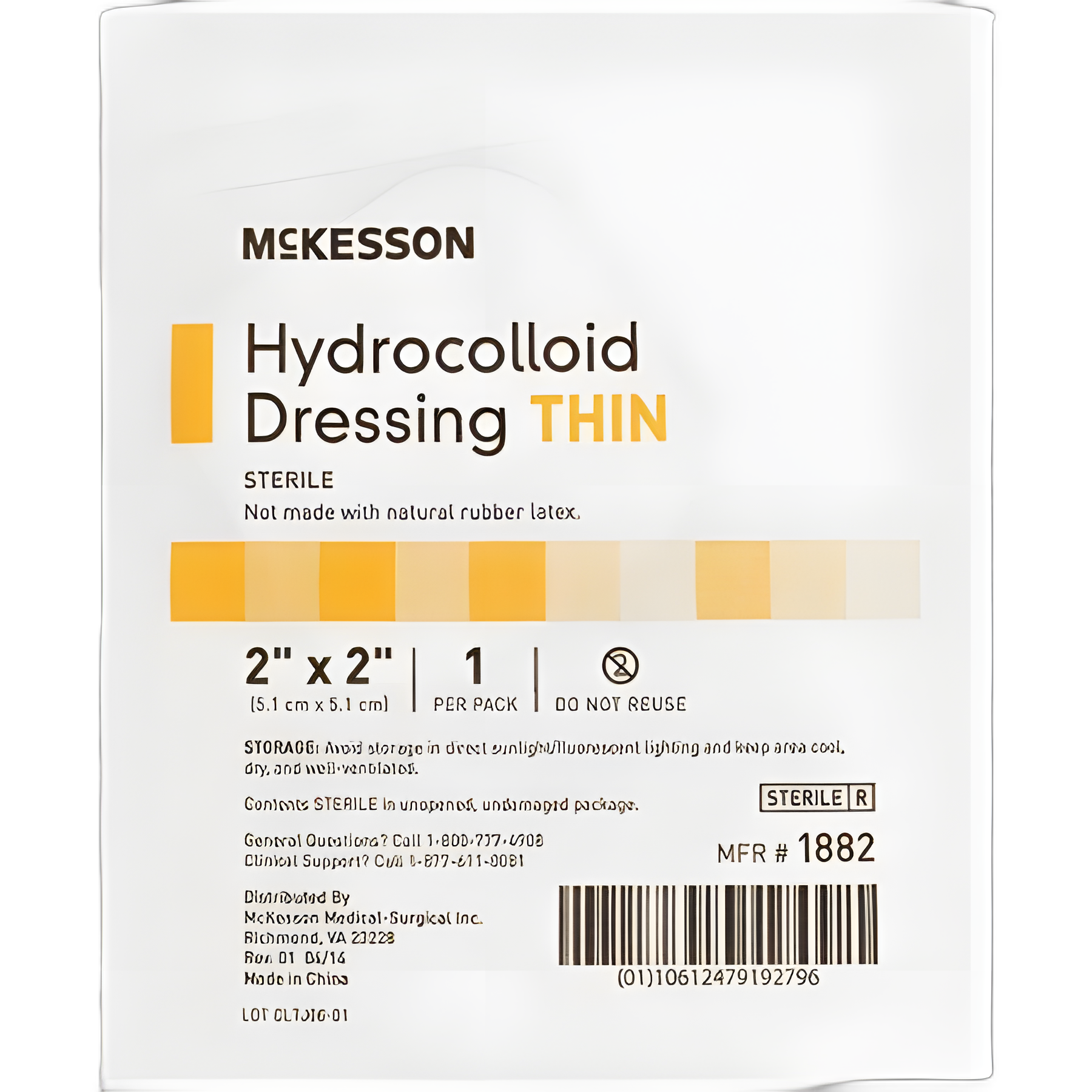 Thin Hydrocolloid Dressing McKesson 2 X 2 Inch Square