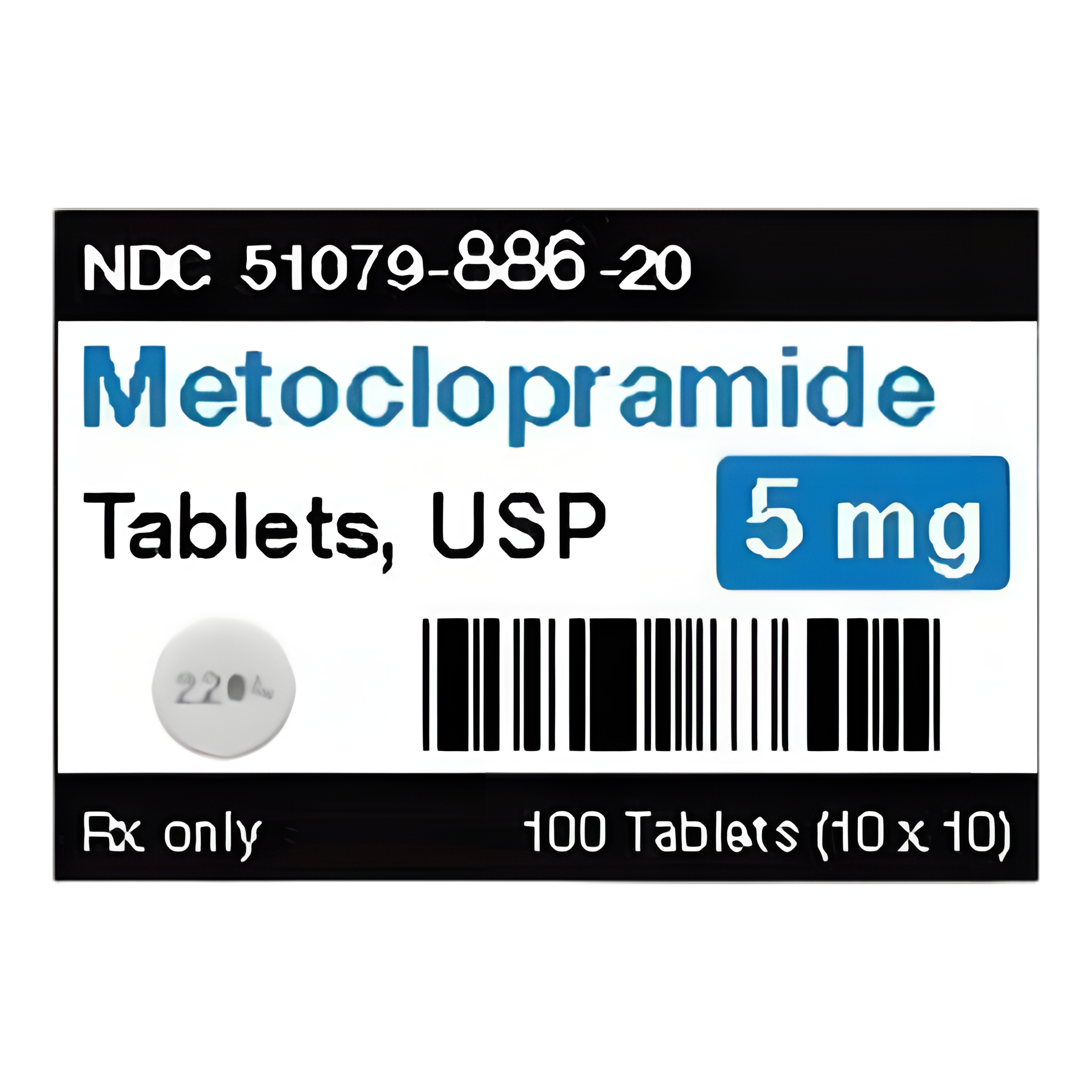 Metoclopramide HCl 5 mg Tablet for Digestive Support - Blister Pack of 100 Tablets by Mylan Pharmaceuticals
