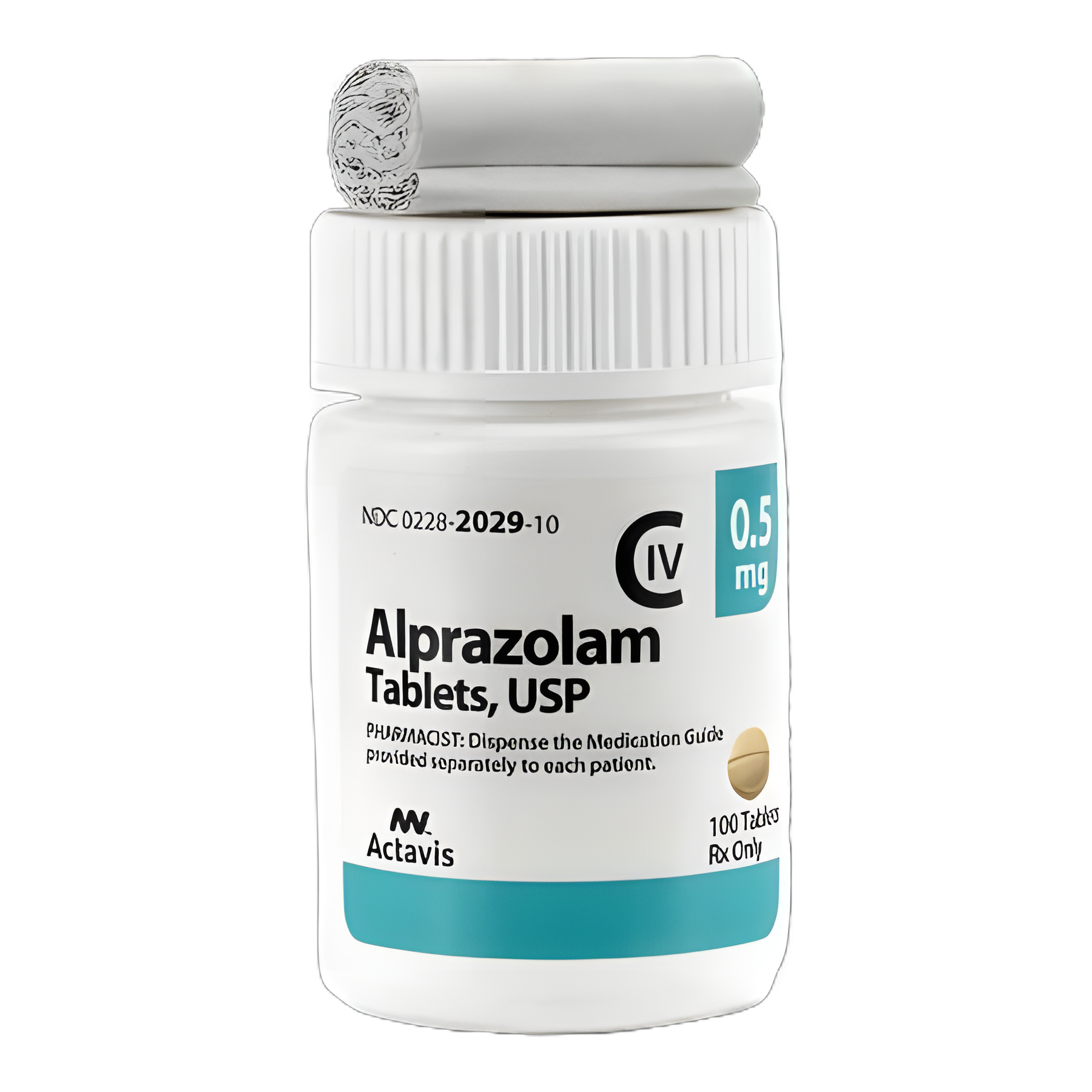 Alprazolam 0.5 mg Tablet Bottle 100 Tablets CIV - 00228202910