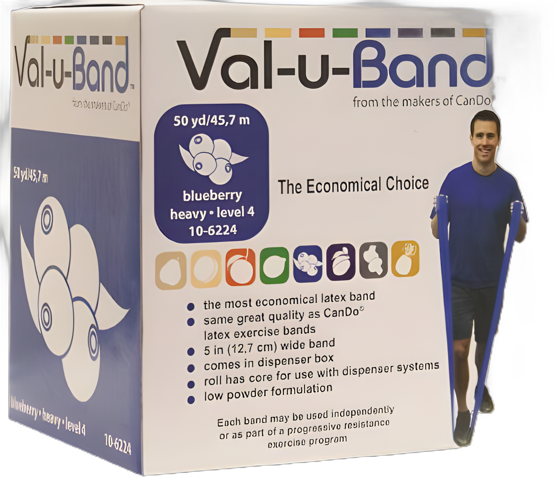 Exercise Resistance Band Val-u-Band® Low Powder Blueberry 5 Inch X 50 Yard Level 4 Resistance