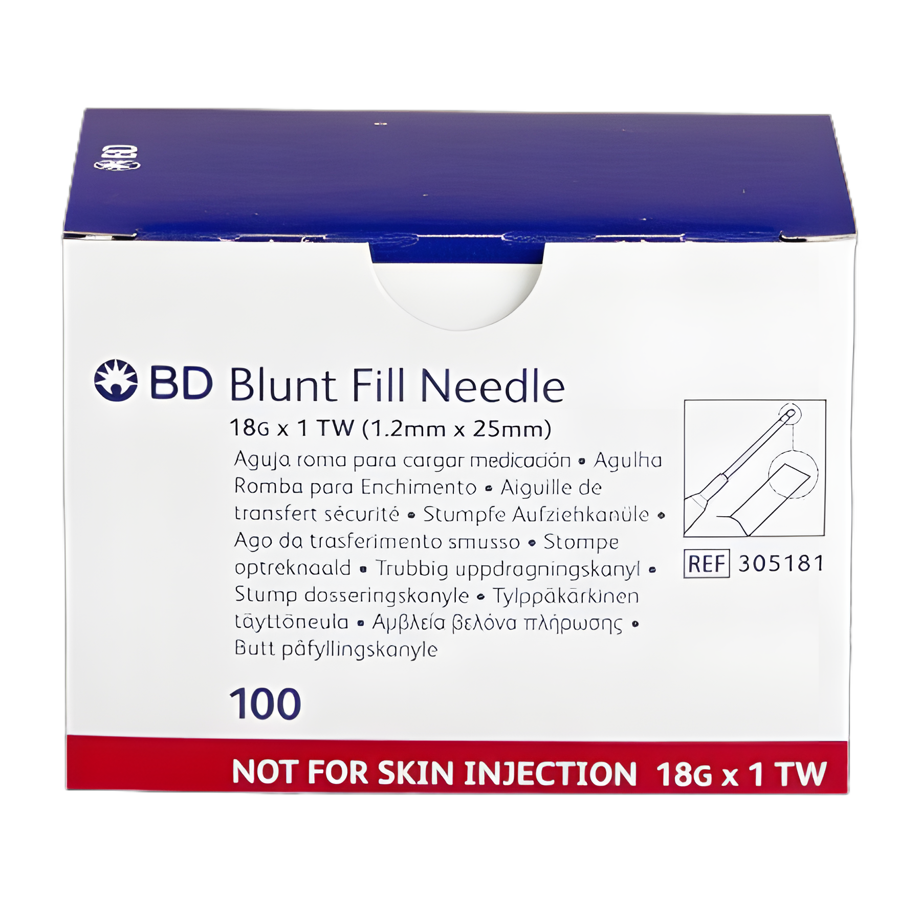 Blunt Fill Needle BD™ 18 Gauge 1 Inch Blunt