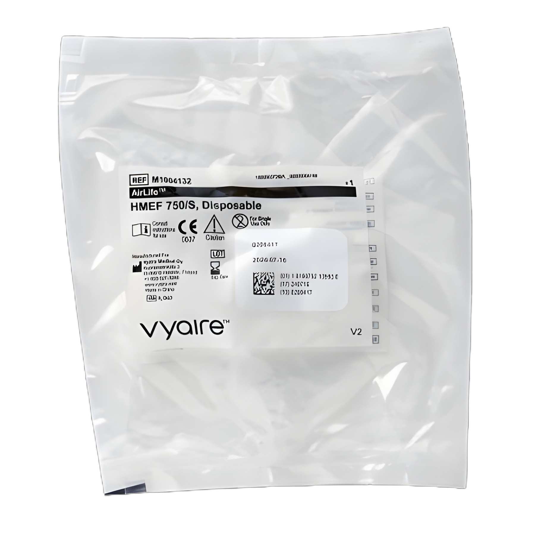 Heat and Moisture Exchanger with Filter AirLife® HMEF 750/S 30 mg H20 / L @ 500 VT 0.09 k/Pa / 2.2 cm H20