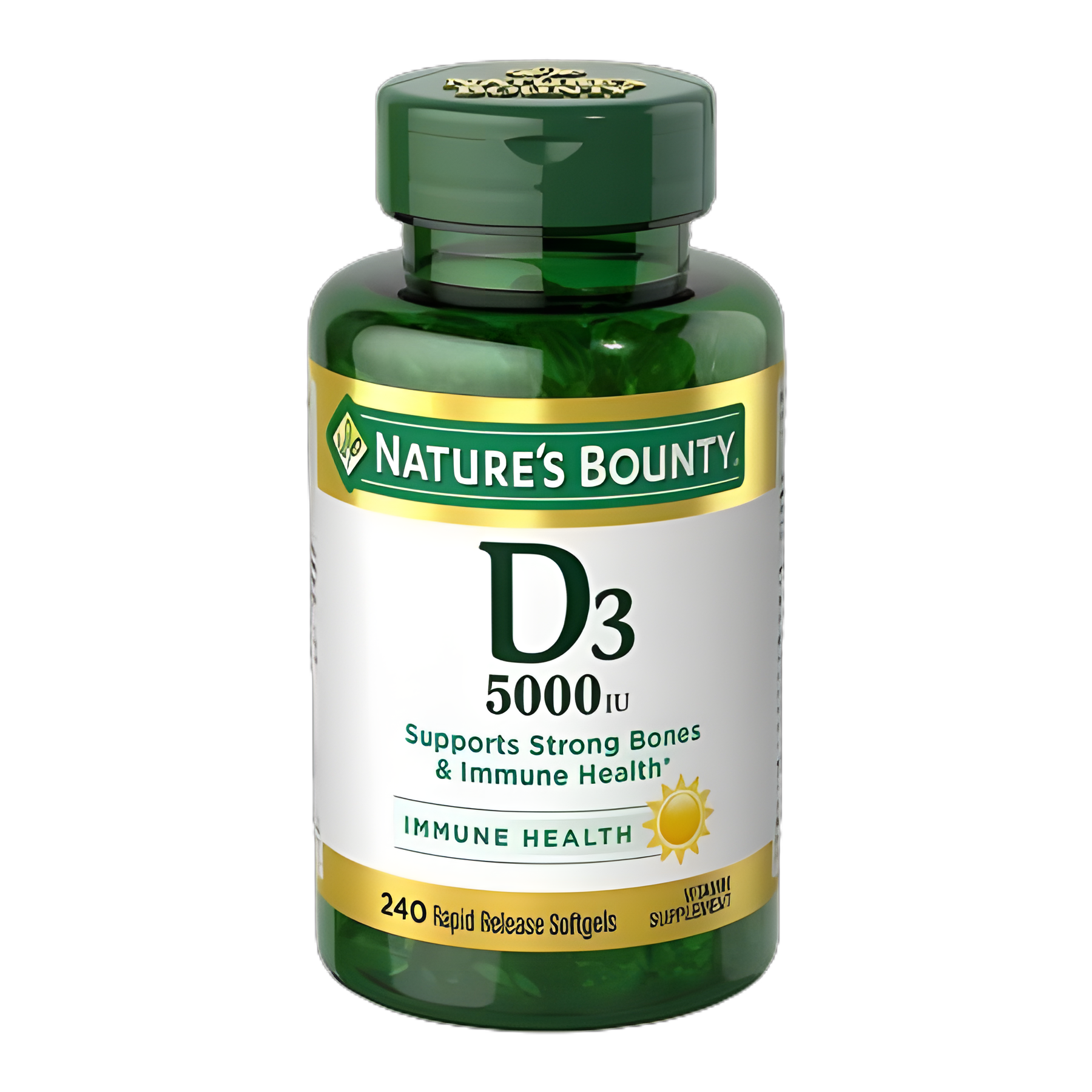 Vitamin Supplement Nature's Bounty® D3 Cholecalciferol 5000 IU Strength Softgel 240 Per Bottle