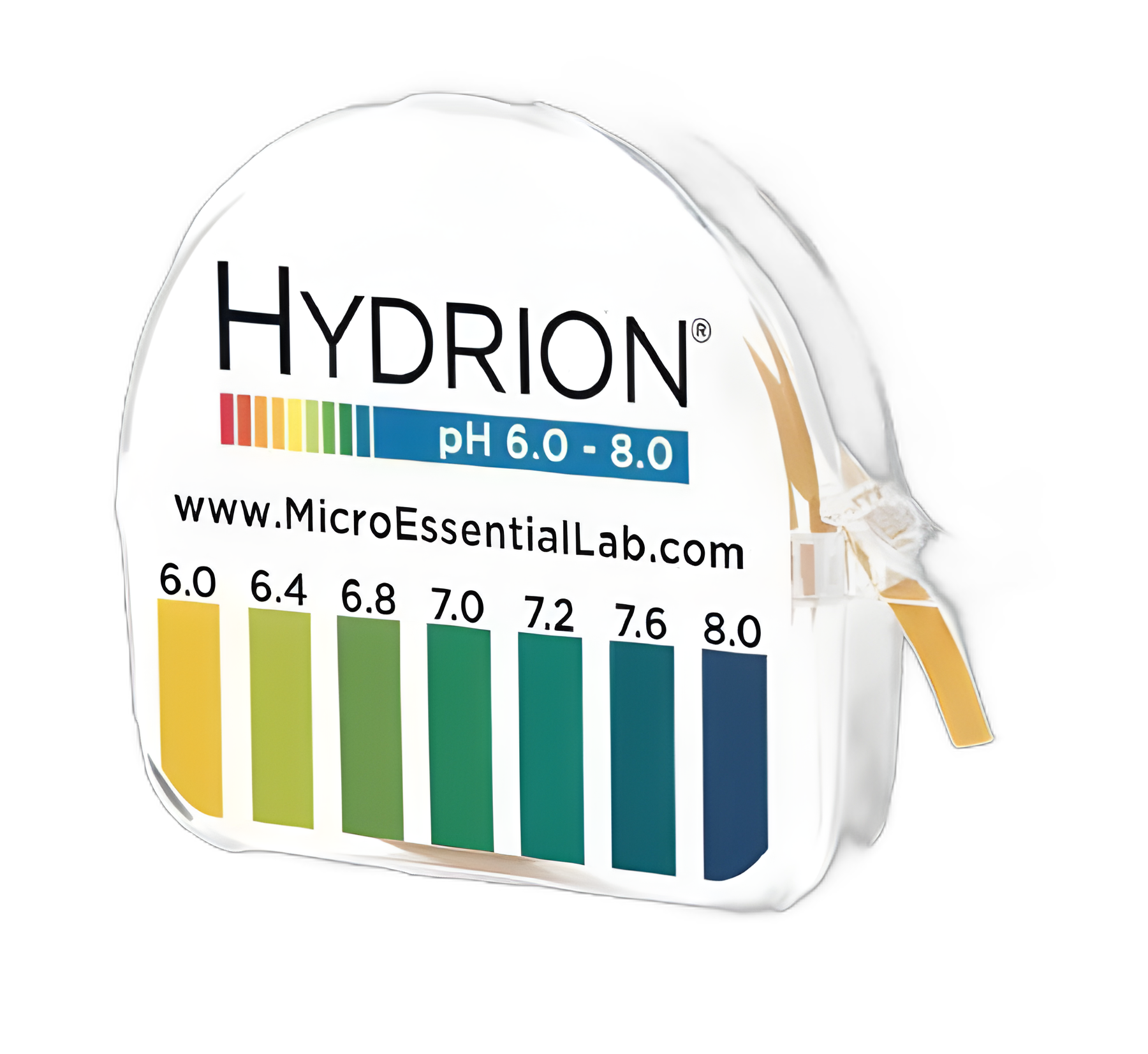 Hydrion® pH Test Paper 6 to 8 pH Range, Single Roll, Color Chart, 100 Tests, Dispenser