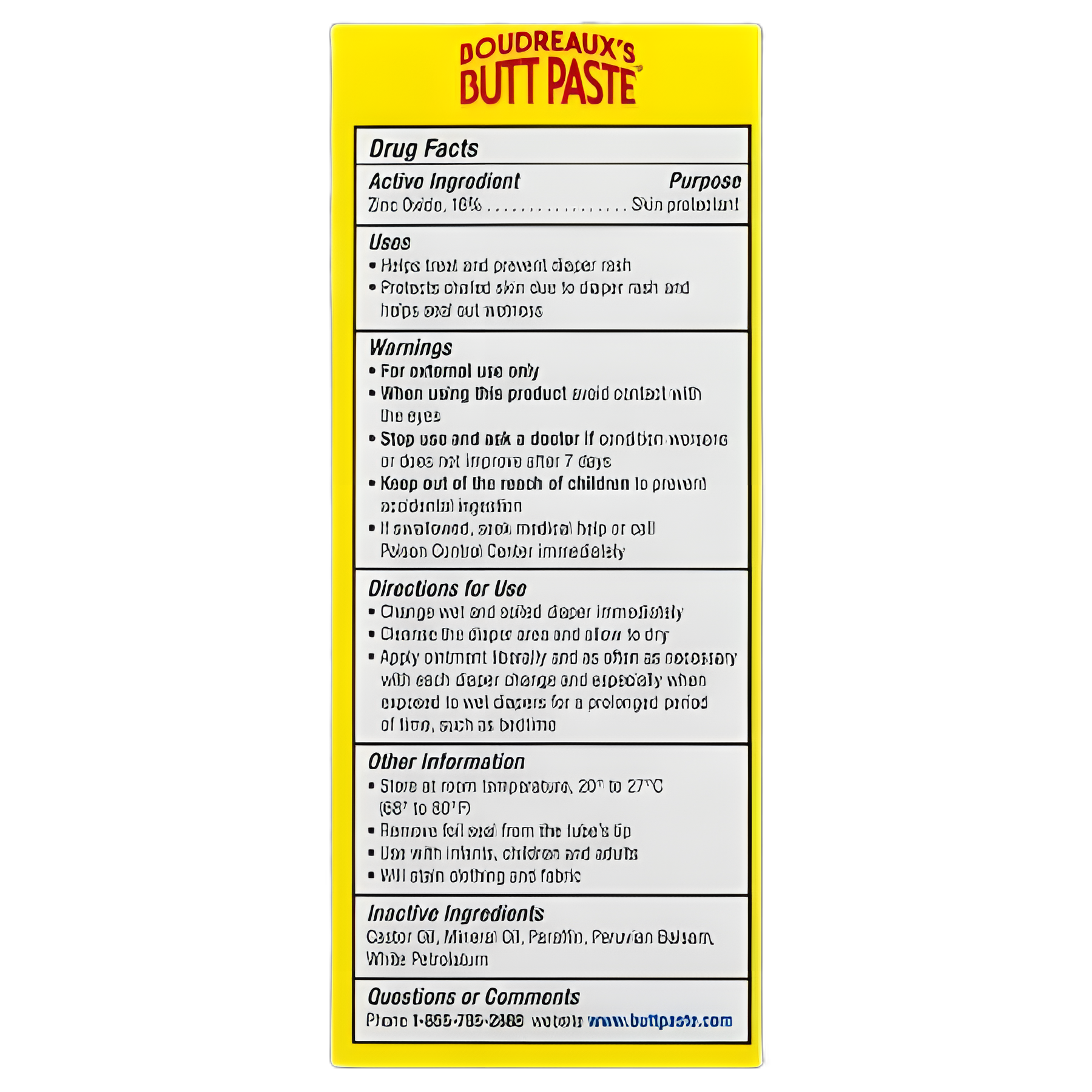 Diaper Rash Treatment Boudreaux's Butt Paste® 2 oz. Tube Scented Cream