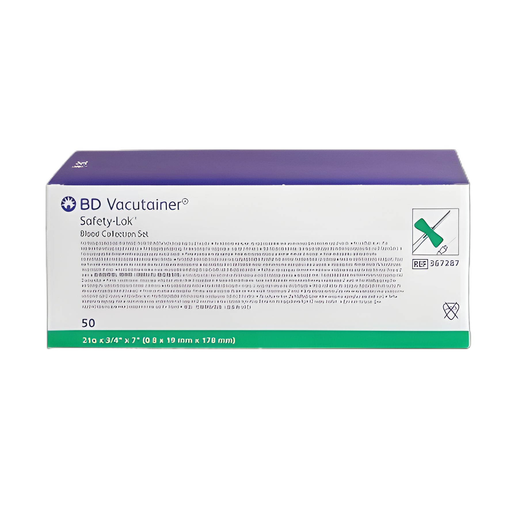 BD Vacutainer® Safety-Lok™ Blood Collection Set 21 Gauge 3/4 Inch Needle Length Safety Needle 7 Inch Tubing Sterile