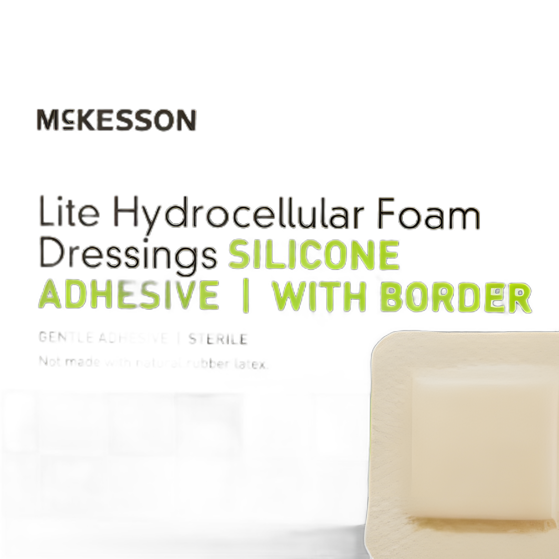 Thin Foam Dressing McKesson Lite 3 X 3 Inch With Border Film Backing Silicone Gel Adhesive Square Sterile