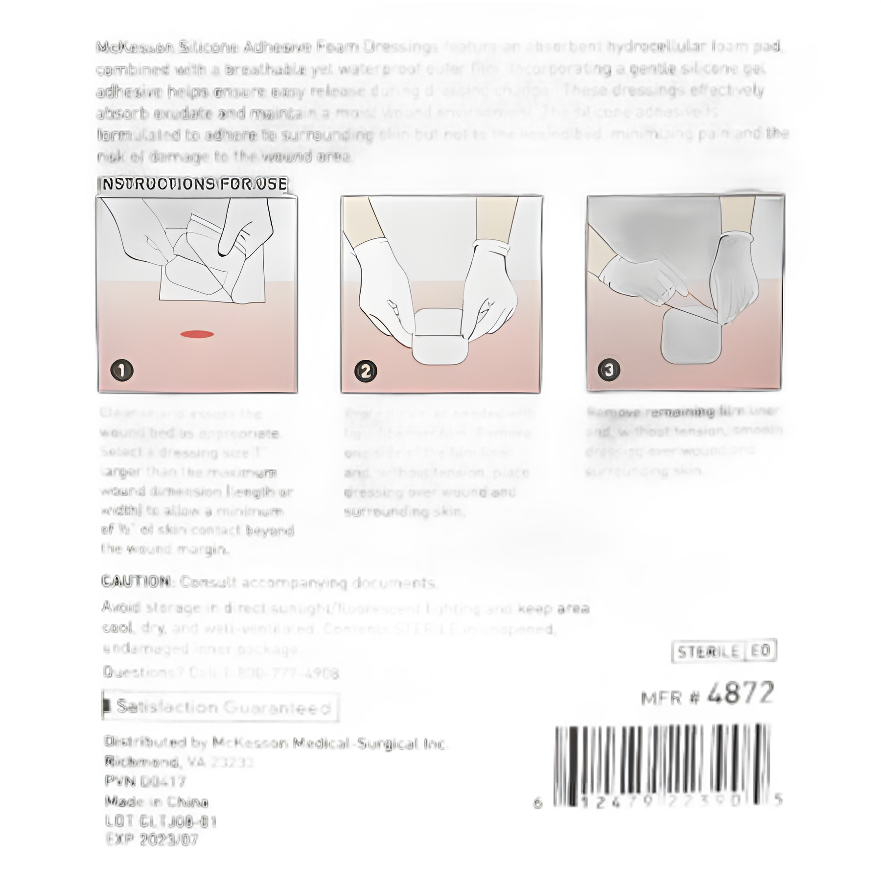 Thin Foam Dressing McKesson Lite 3 X 3 Inch With Border Film Backing Silicone Gel Adhesive Square Sterile