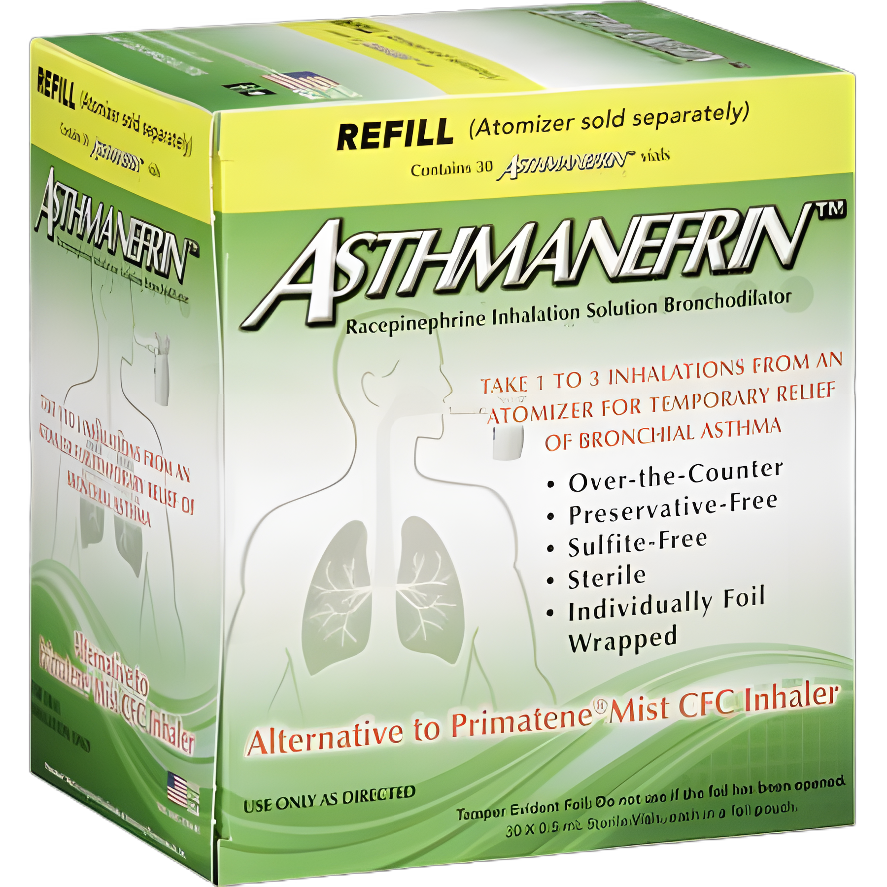 Asthma Relief Refill Kit Asthmanefrin™ 11.25 mg Strength Inhalation Solution 30 per Box - 30487278401
