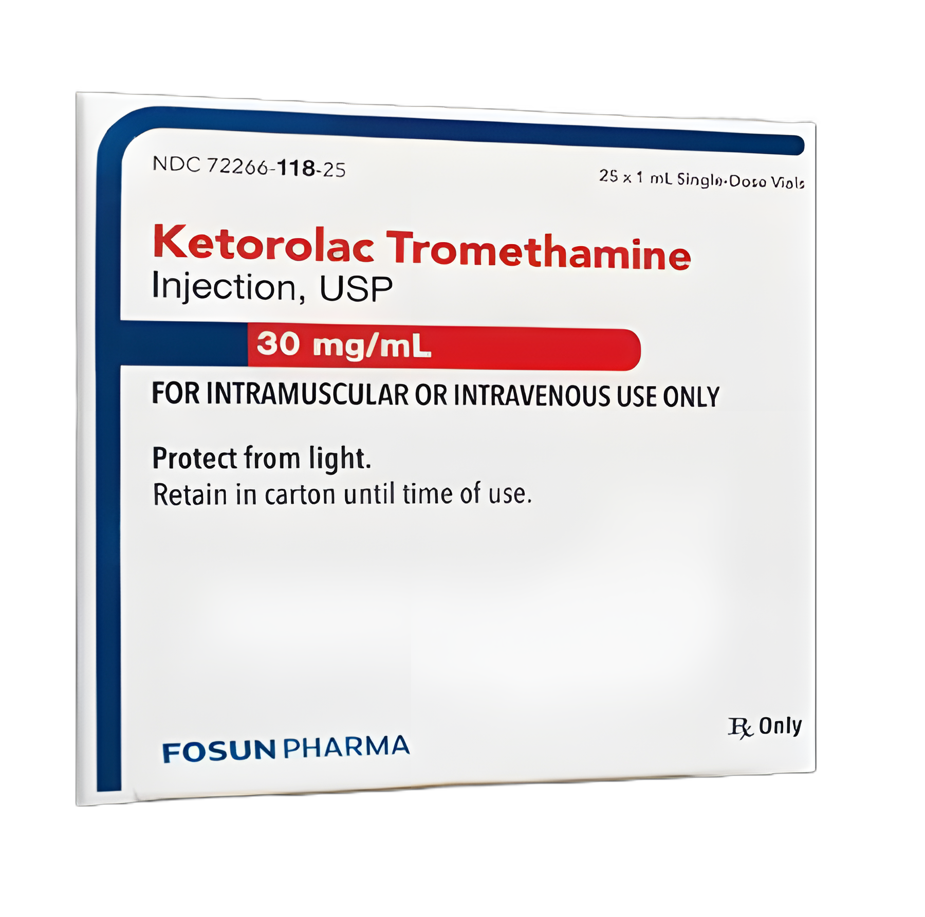 Ketorolac Tromethamine 30 mg/mL Injection, Preservative-Free, Single-Dose Vial - Fosun Pharma