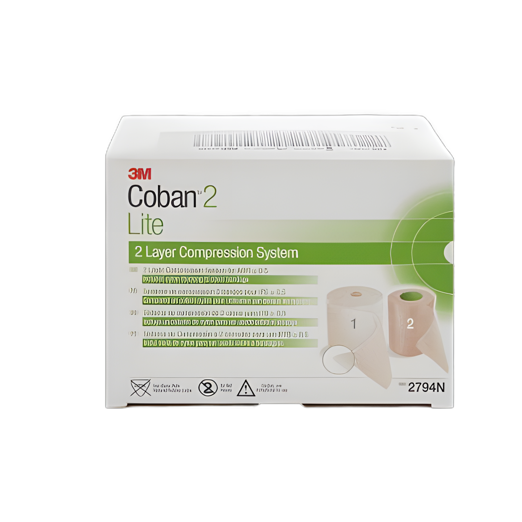 2 Layer Compression Bandage System 3M™ Coban™2 Lite 4 Inch X 2-9/10 Yard / 4 Inch X 5-1/10 Yard Self-Adherent / Pull On Closure Tan / White NonSterile 25 to 30 mmHg