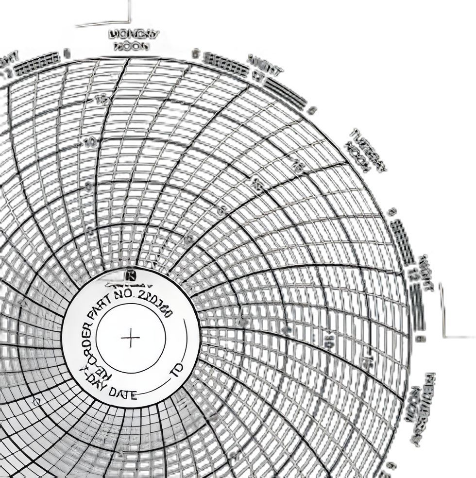 7-Day Temperature Recording Chart Pressure Sensitive Paper 4-1/2 Inch Diameter Blue Grid - 32017895