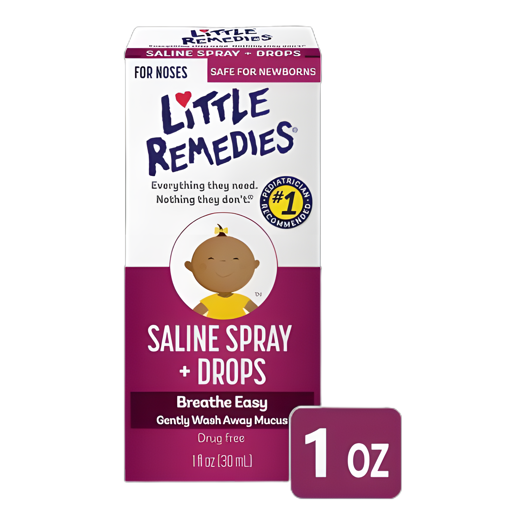 Saline Nasal Spray Little Remedies® Saline Spray + Drops 0.65% Strength 1 oz.