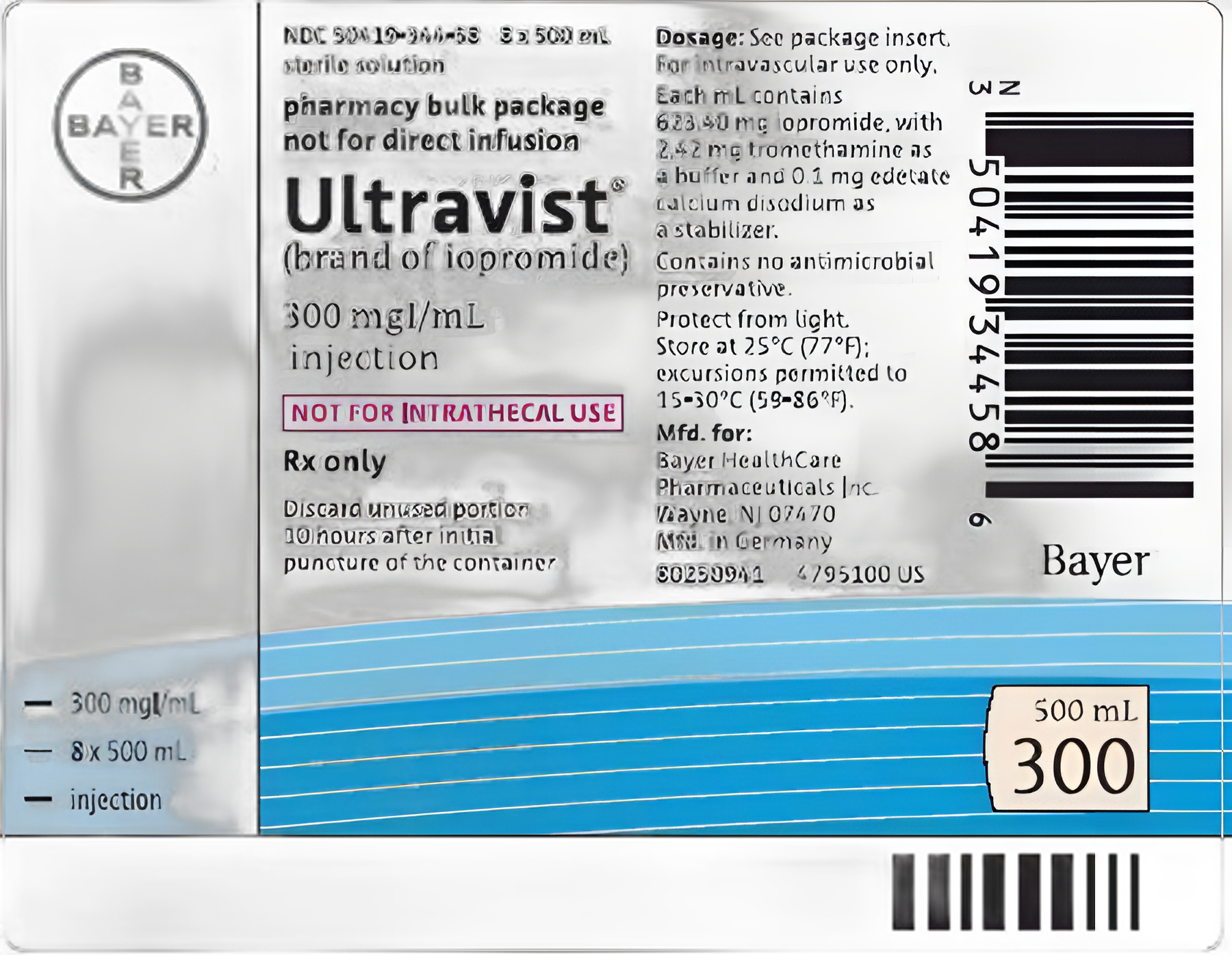 Ultravist® Iopromide 300 mg / mL Injection Pharmacy Bulk Vial 500 mL