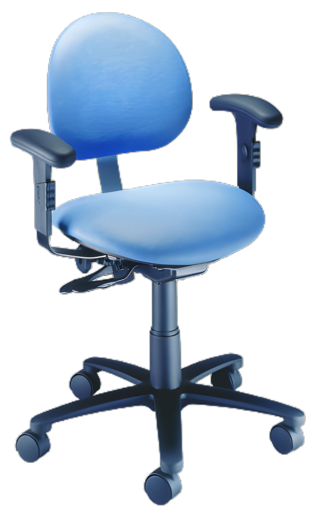 Task Chair with Arms Millennium Series Pneumatic Height Adjustment 5 Dual-Wheel Nylon Casters Azure Blue