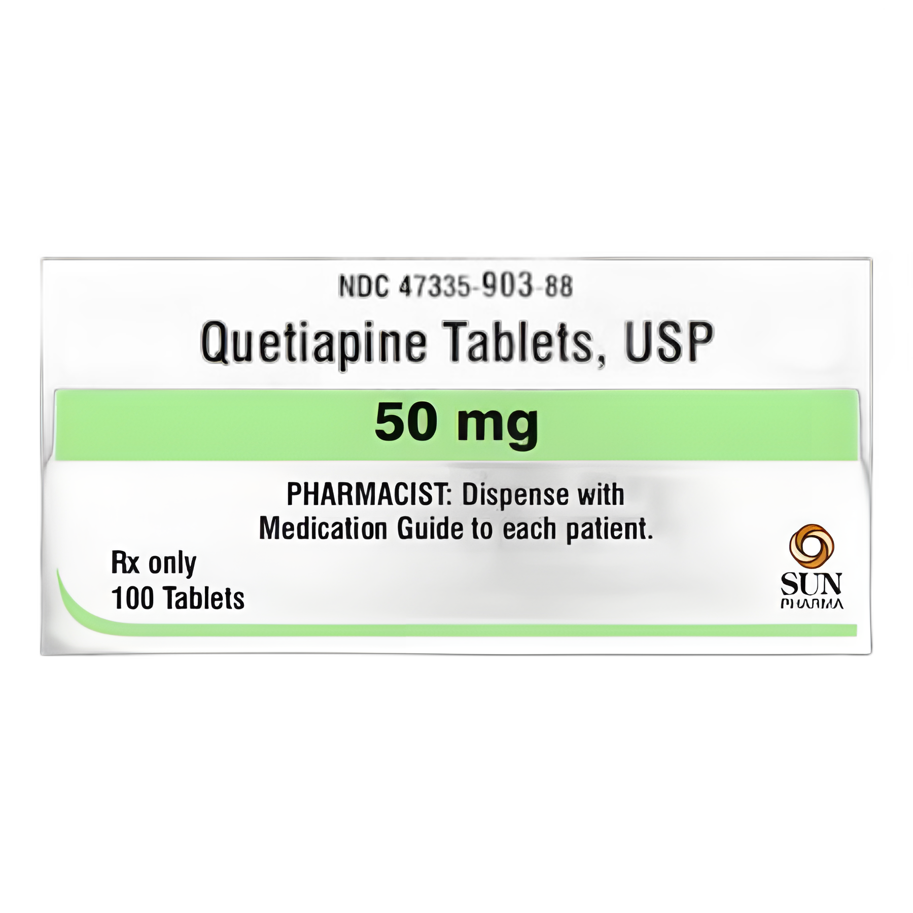 Quetiapine Fumarate 50 mg by Sun Pharma - 100 Tablets