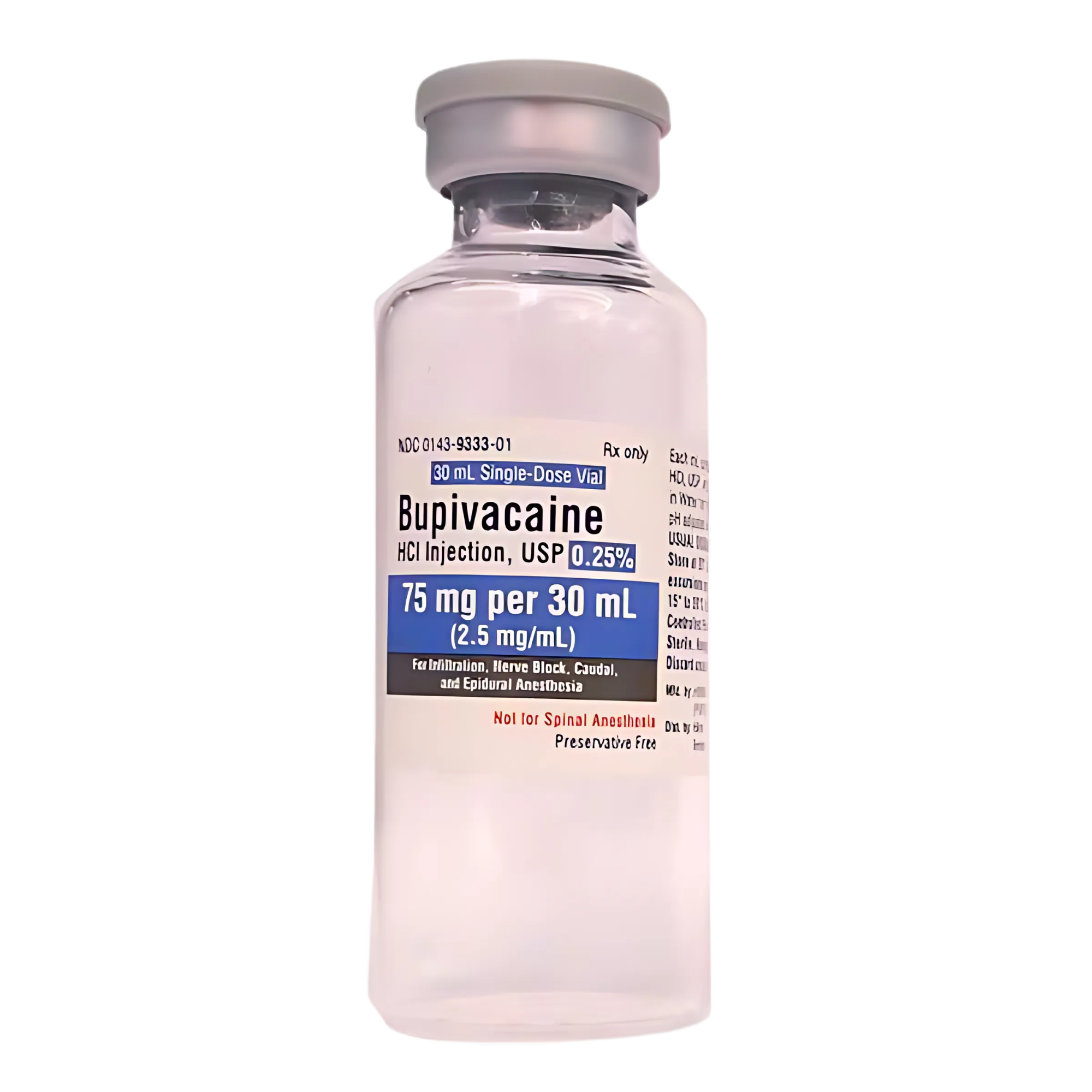 Bupivacaine HCl, Preservative Free 0.25%, 2.5 mg / mL Injection Single-Dose Vial 30 mL - 00143933310