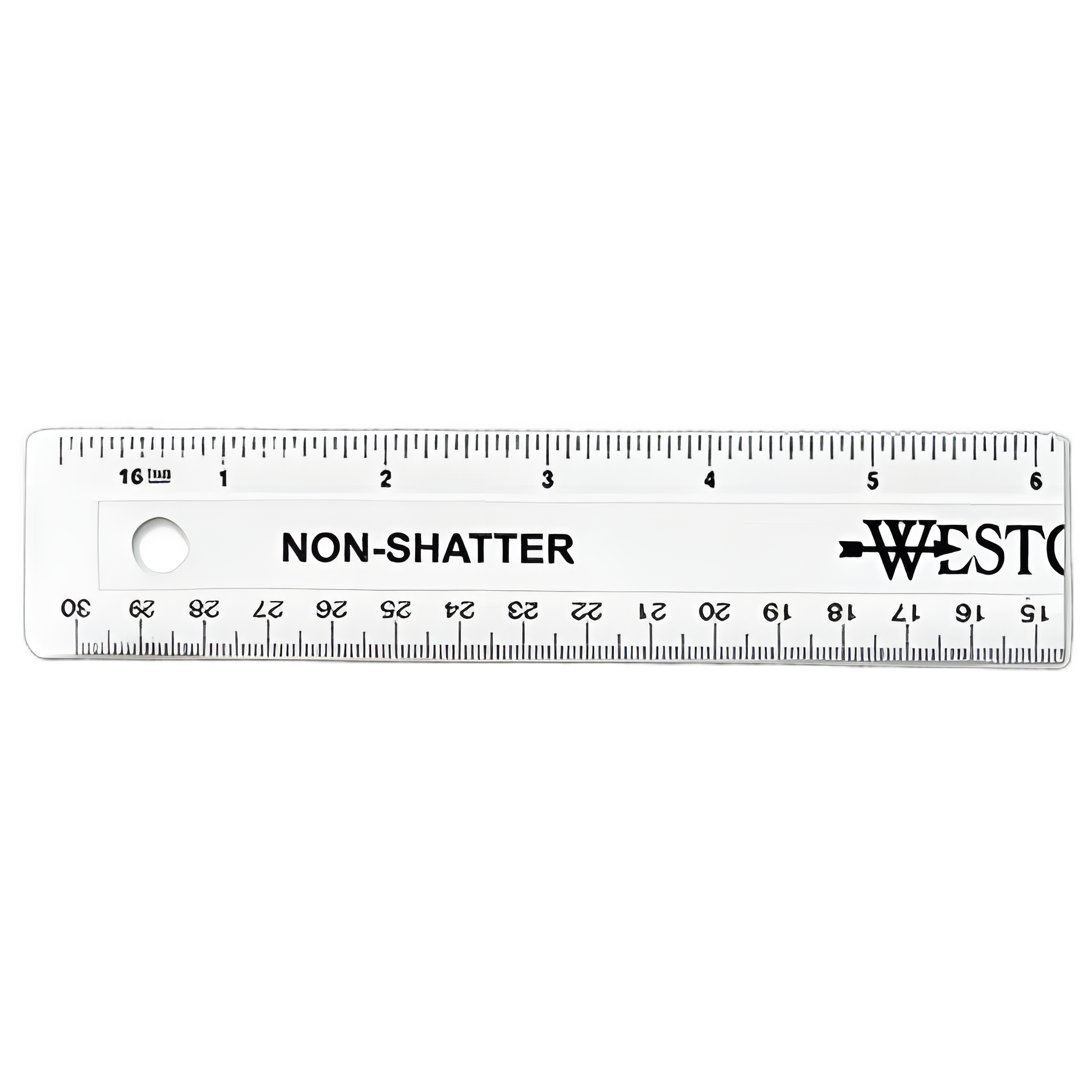 Non-Shatter Flexible Ruler, Standard/Metric, 12" Long, Plastic, Clear