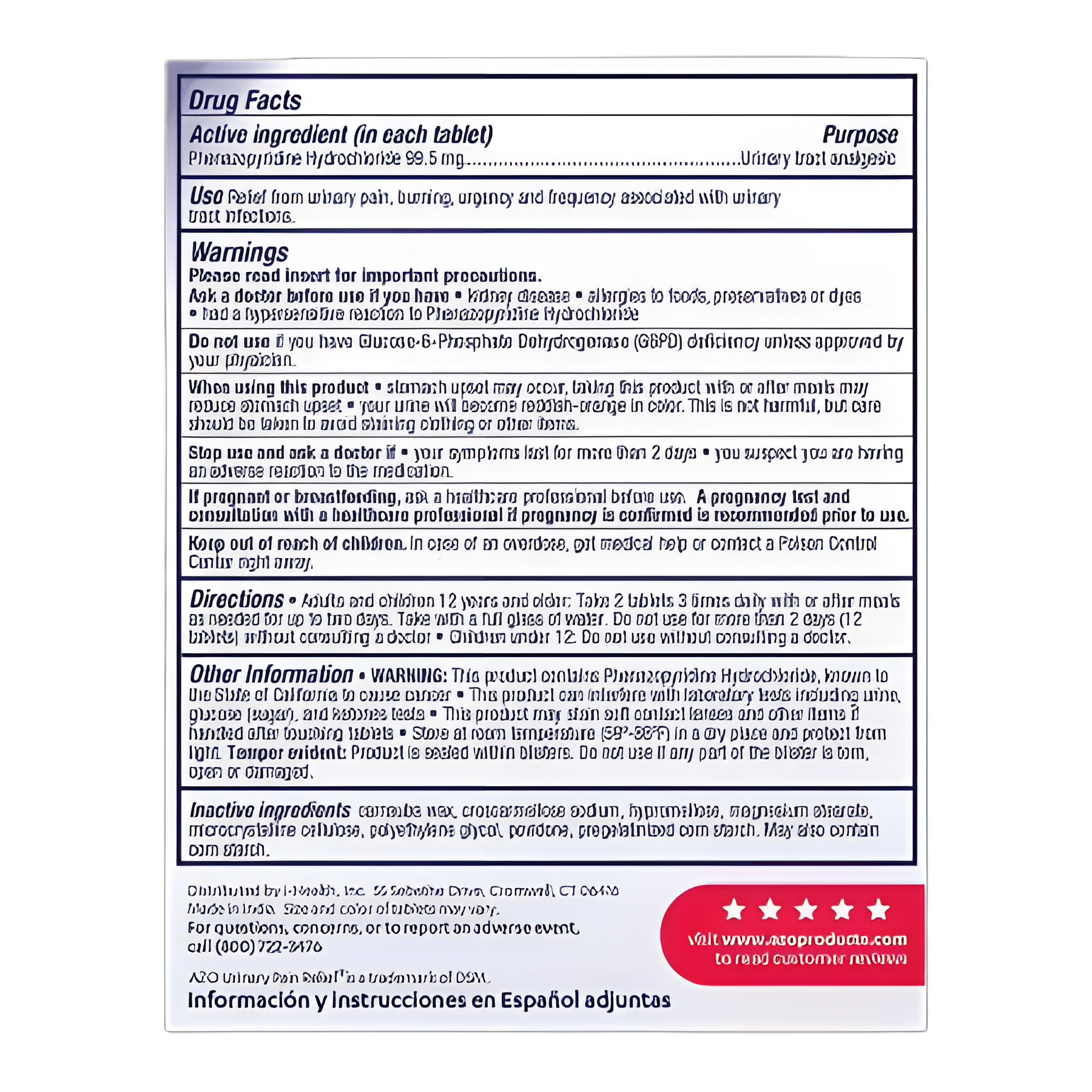 Urinary Pain Relief AZO® 95 mg Strength Phenazopyridine HCL Tablet 30 per Bottle