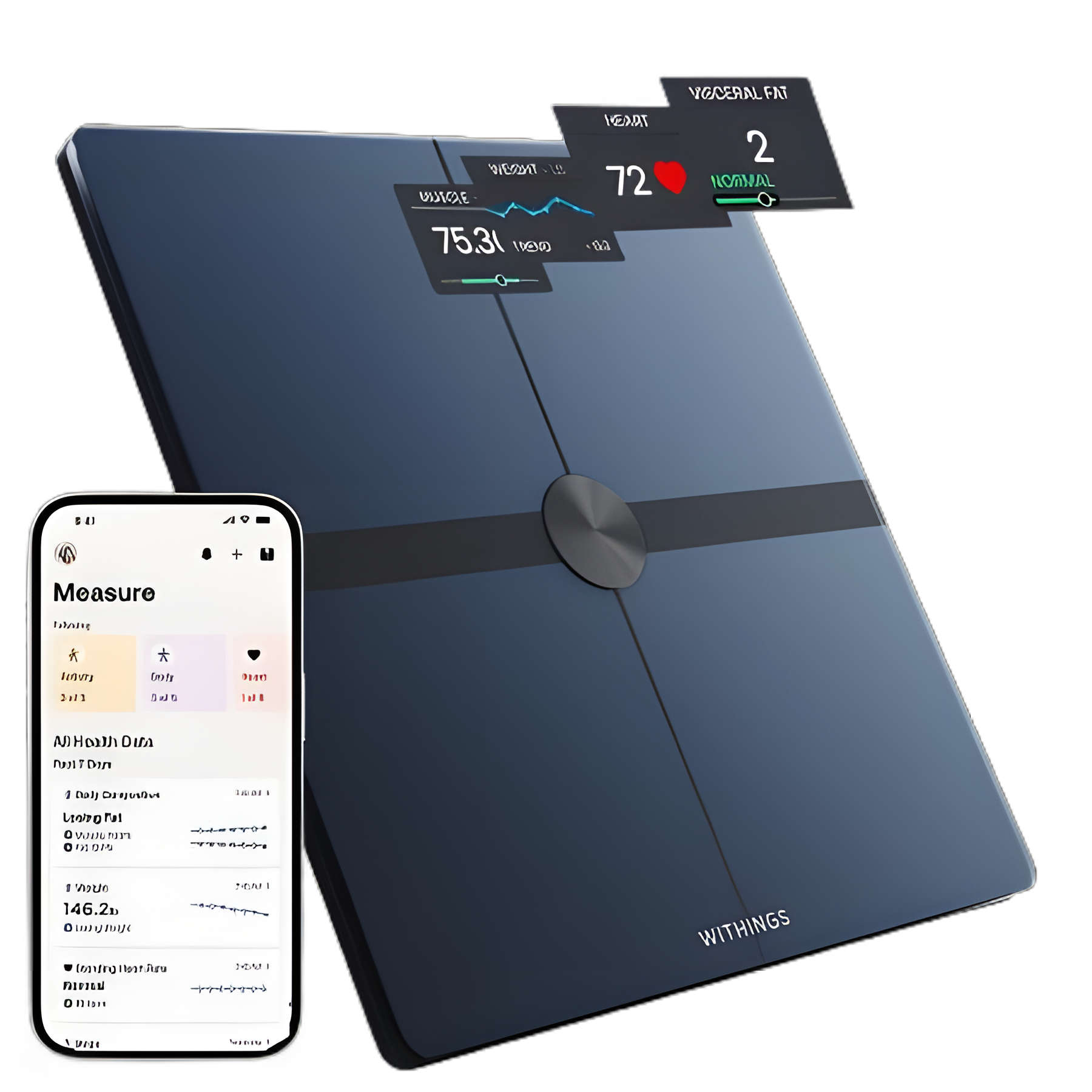 Smart Body Composition Analyzer Step On Withings LCD Display 5 -> 200kg (9 -> 440lb) Black