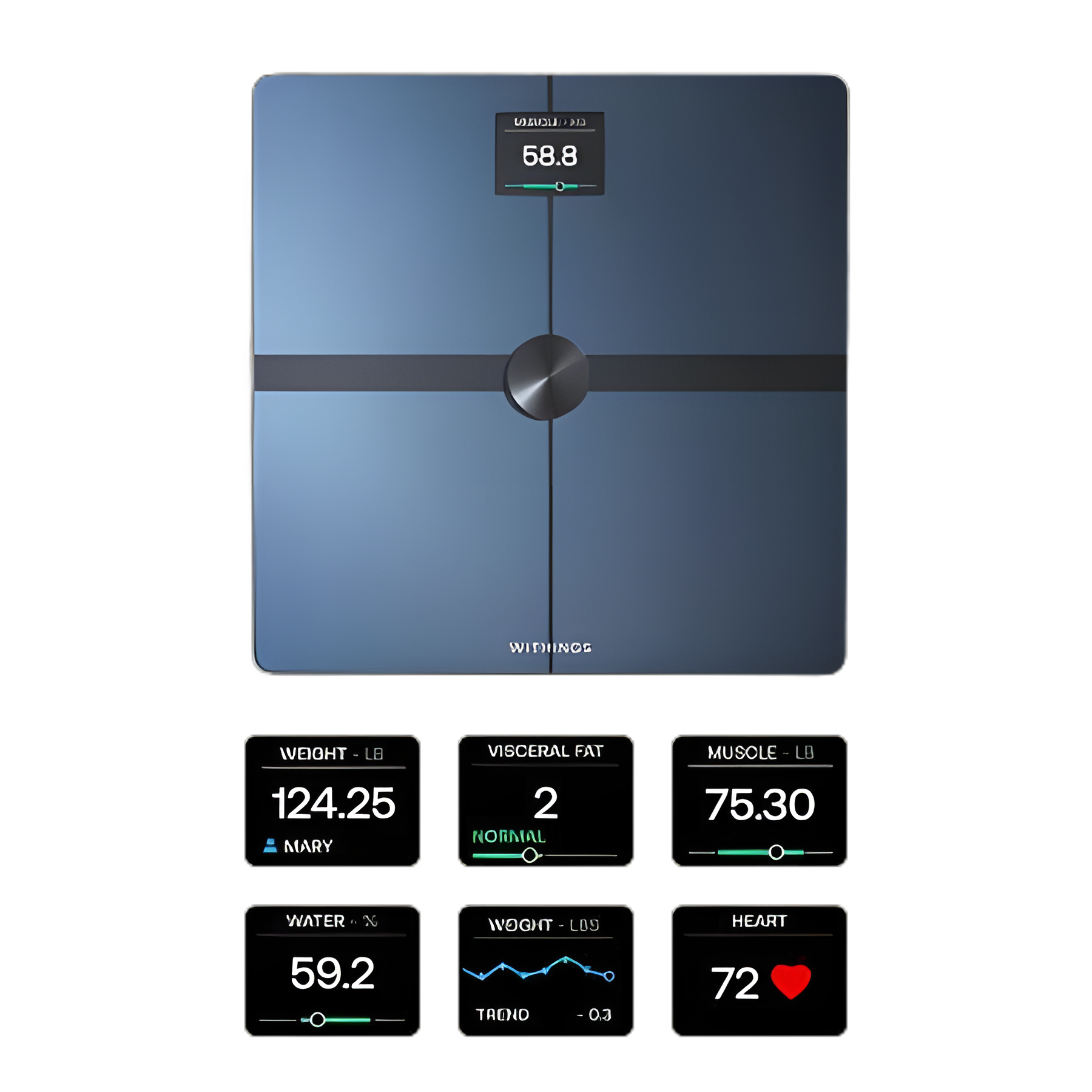 Smart Body Composition Analyzer Step On Withings LCD Display 5 -> 200kg (9 -> 440lb) Black
