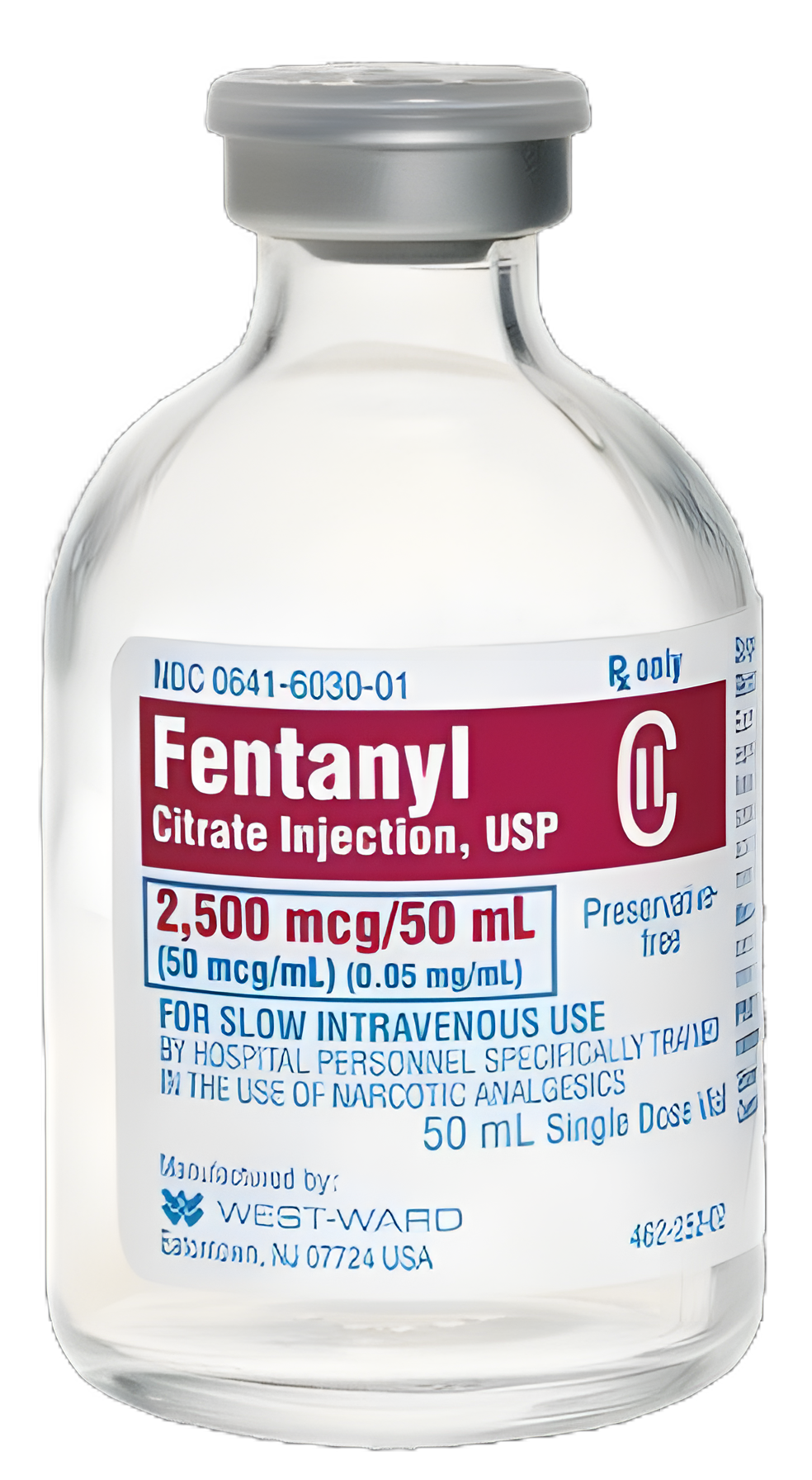 Fentanyl Citrate, Preservative Free 50 mcg / mL Injection Single-Dose Vial 50 mL CII - 00641603001