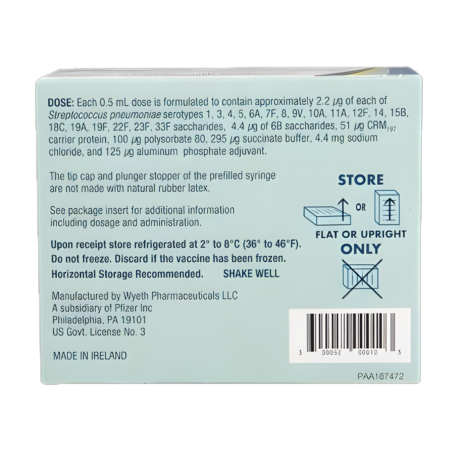 PREVNAR 20™ Pneumonia Vaccine Indicated for People 6 Weeks of Age and Older Pneumococcal 20-valent Conjugate Vaccine [Diphtheria CRM197 Protein], Preservative Free 2.2 mcg - 4.4 mcg / 0.5 mL Injection Prefilled Syringe 0.5 mL - 00005200010