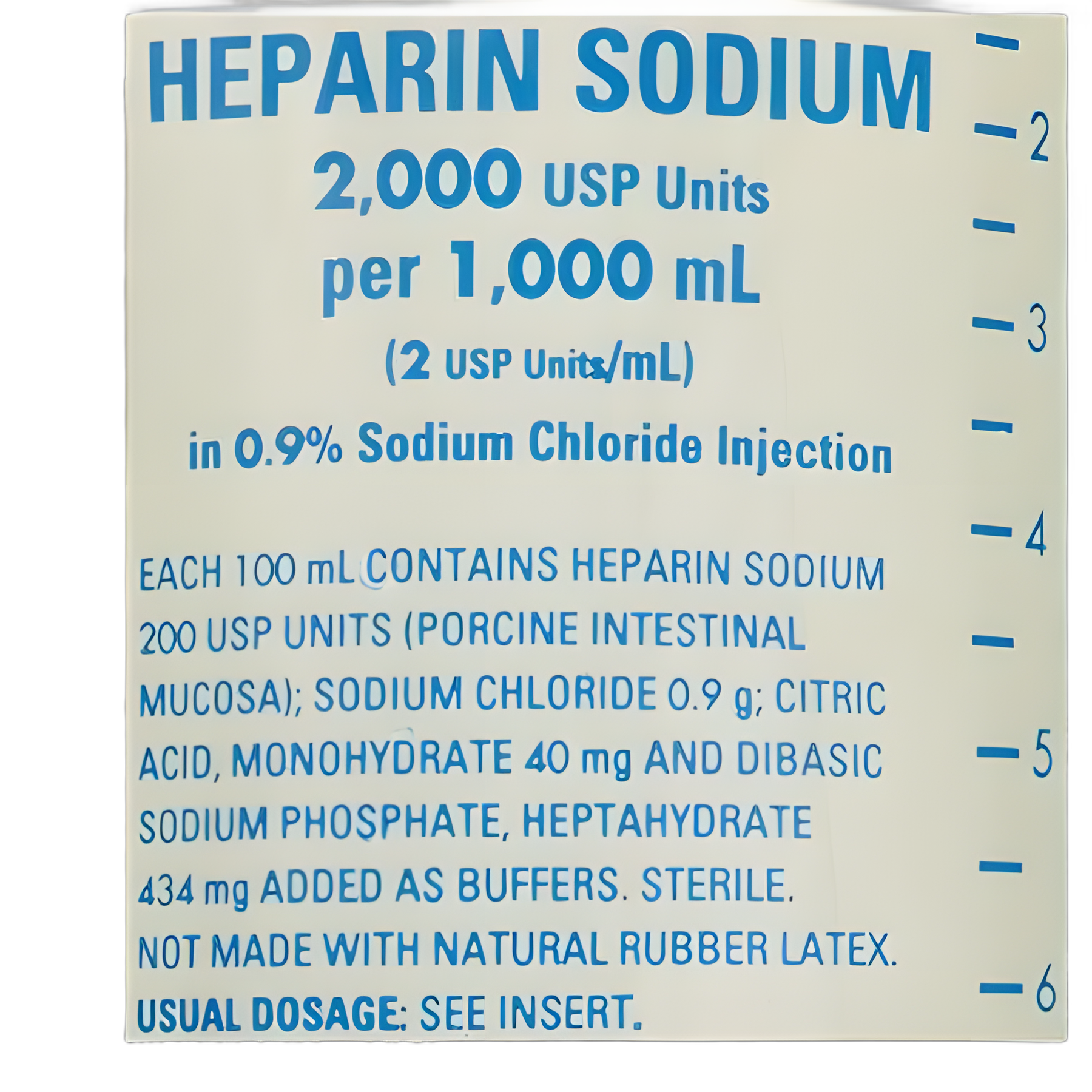 Heparin Sodium, Porcine / 0.9% Sodium Chloride, Preservative Free 2 U / mL IV Solution Flexible Bag 1000 mL