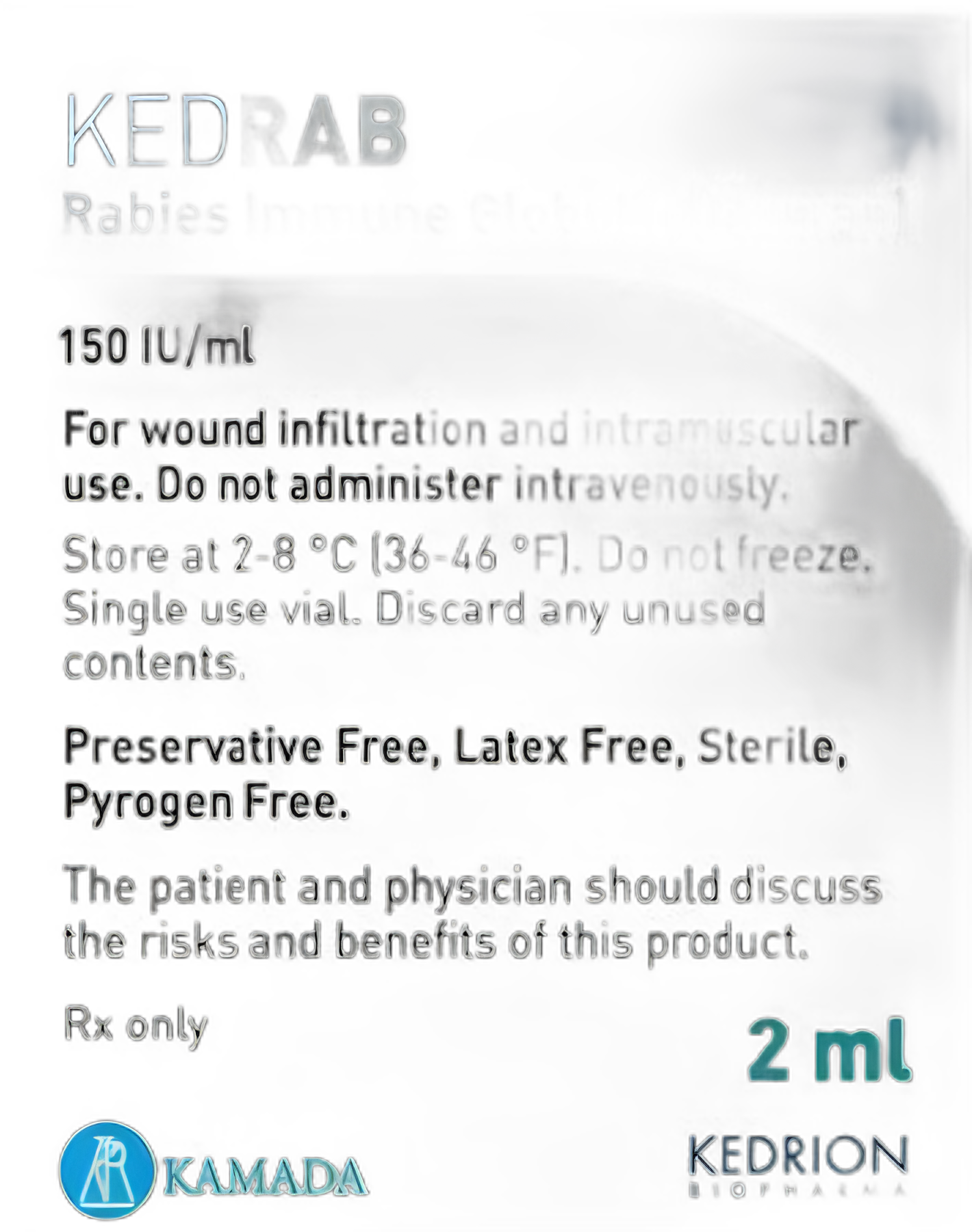 KEDRAB Rabies Immune Globulin HRIG 150 IU/mL Injection