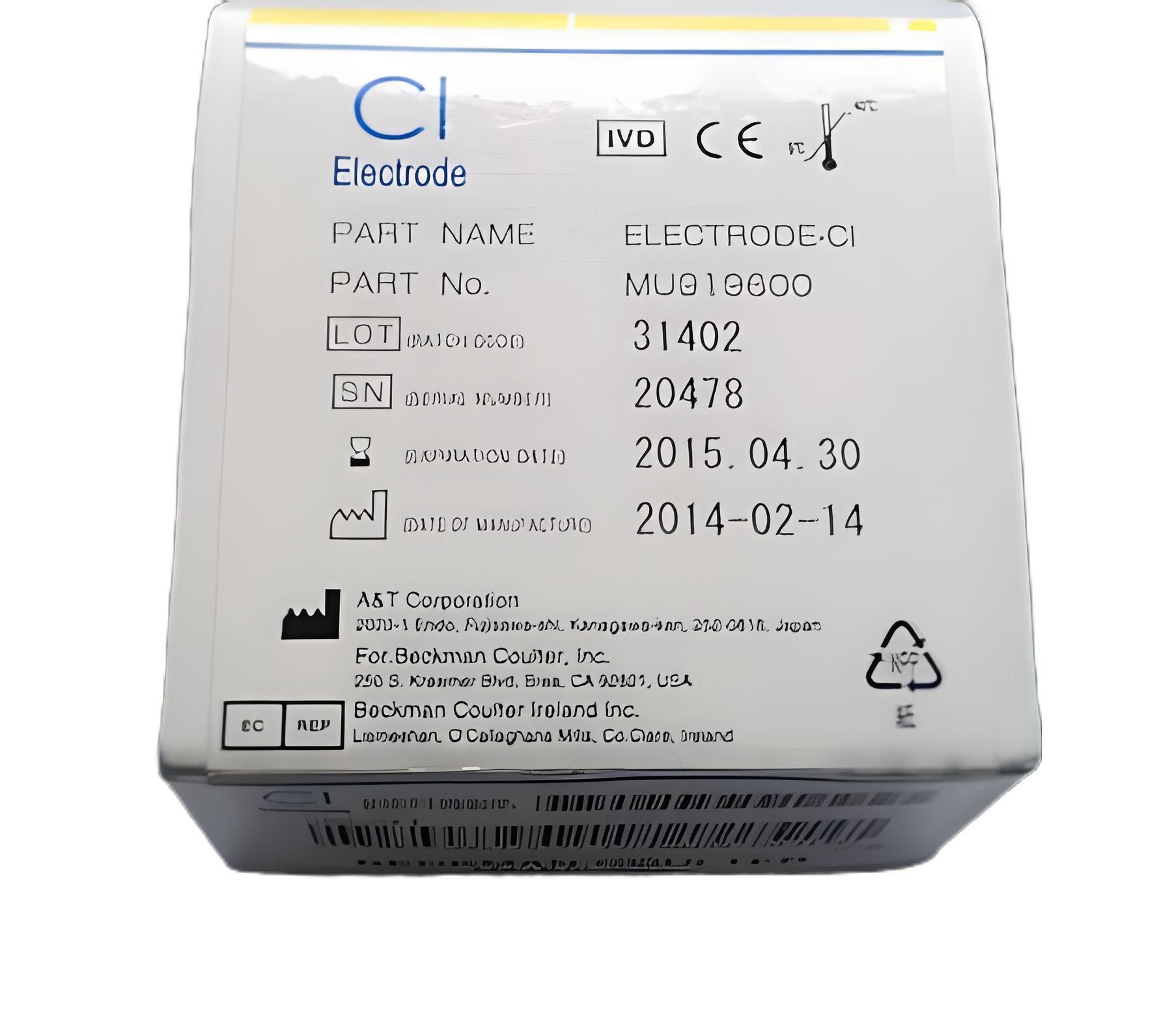 Ion-Selective Electrode (ISE) Chloride Electrode For Beckman Coulter Analyzers with ISE Modules