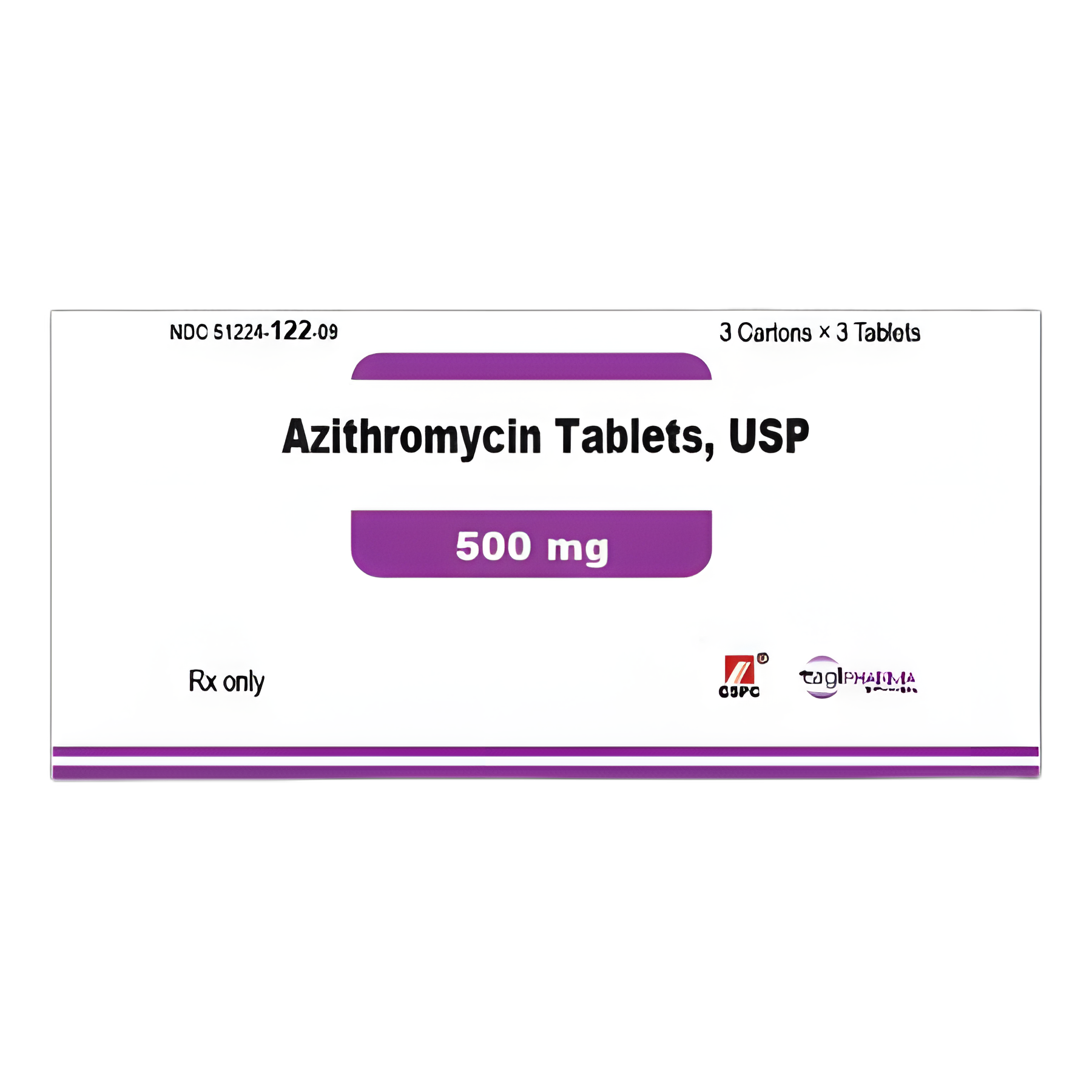 Azithromycin 500 mg Tablet Blister Pack 3 Tablets - 51224012209