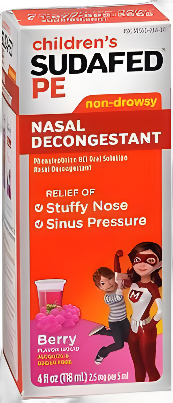 Children's Nasal Decongestant Children's Sudafed PE® 2.5 mg / 5 mL Strength Liquid 4 oz.